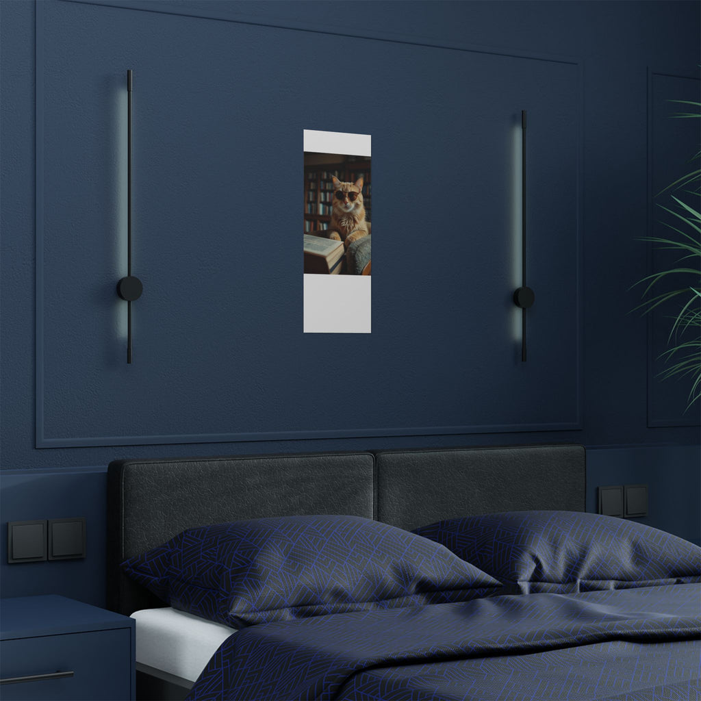 Cool Cat Reading Poster — Retro Sunglasses Cat Art Print (Satin Poster)