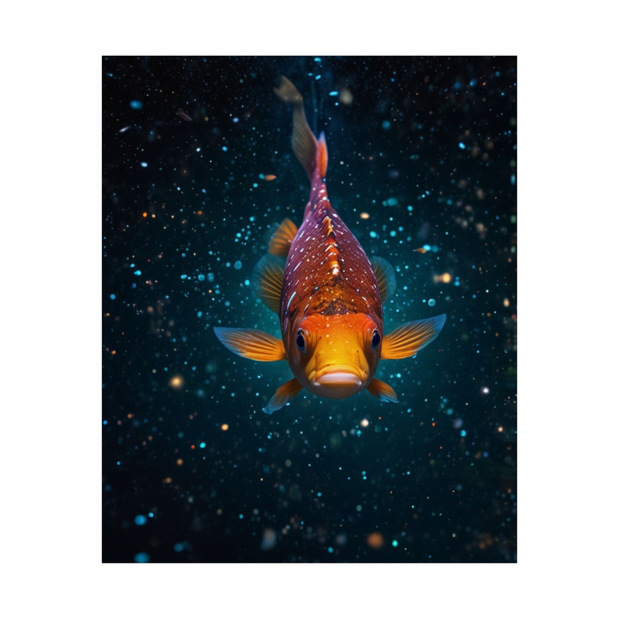 Koi Fish Satin Poster — Vibrant Underwater Galaxy Wall Art (300gsm)