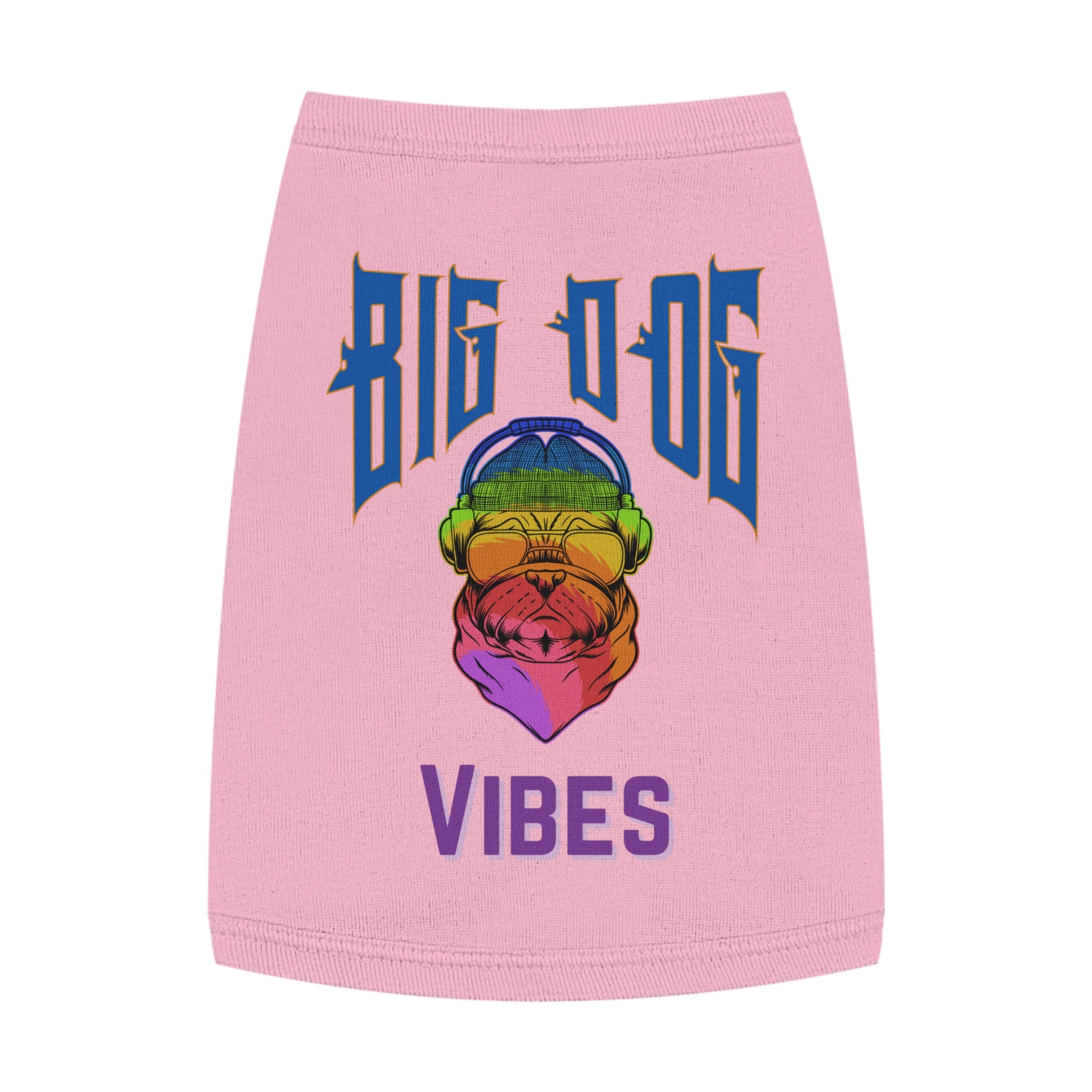 Big Dog Vibes Pet Tank - Rainbow Bulldog Graphic Dog Shirt