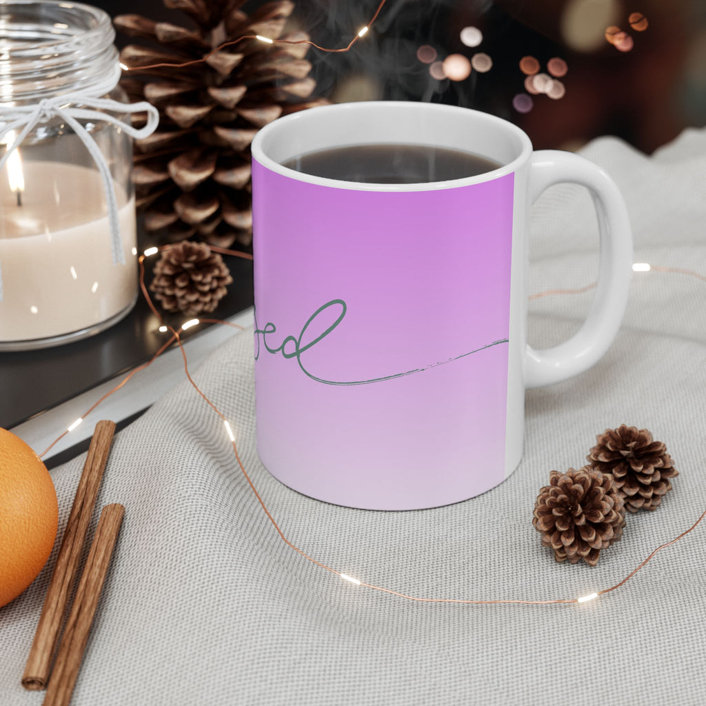 Blessed Ombre Ceramic Mug — Inspirational Pink Gradient Coffee Cup (11oz & 15oz)
