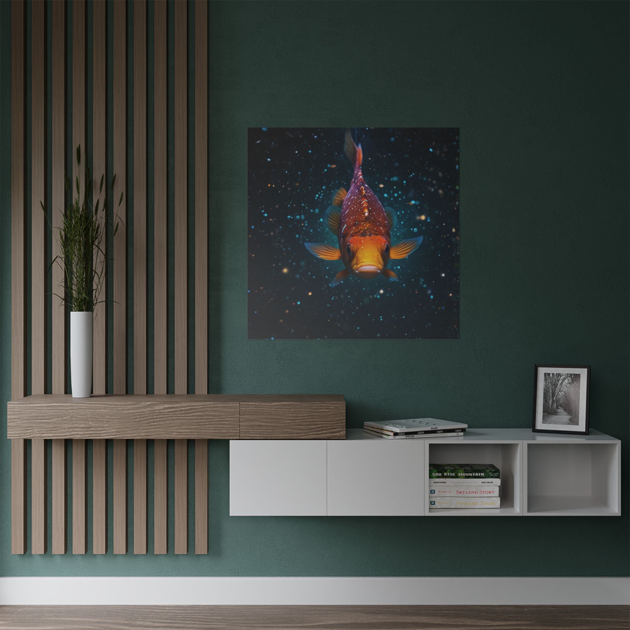 Koi Fish Satin Poster — Vibrant Underwater Galaxy Wall Art (300gsm)