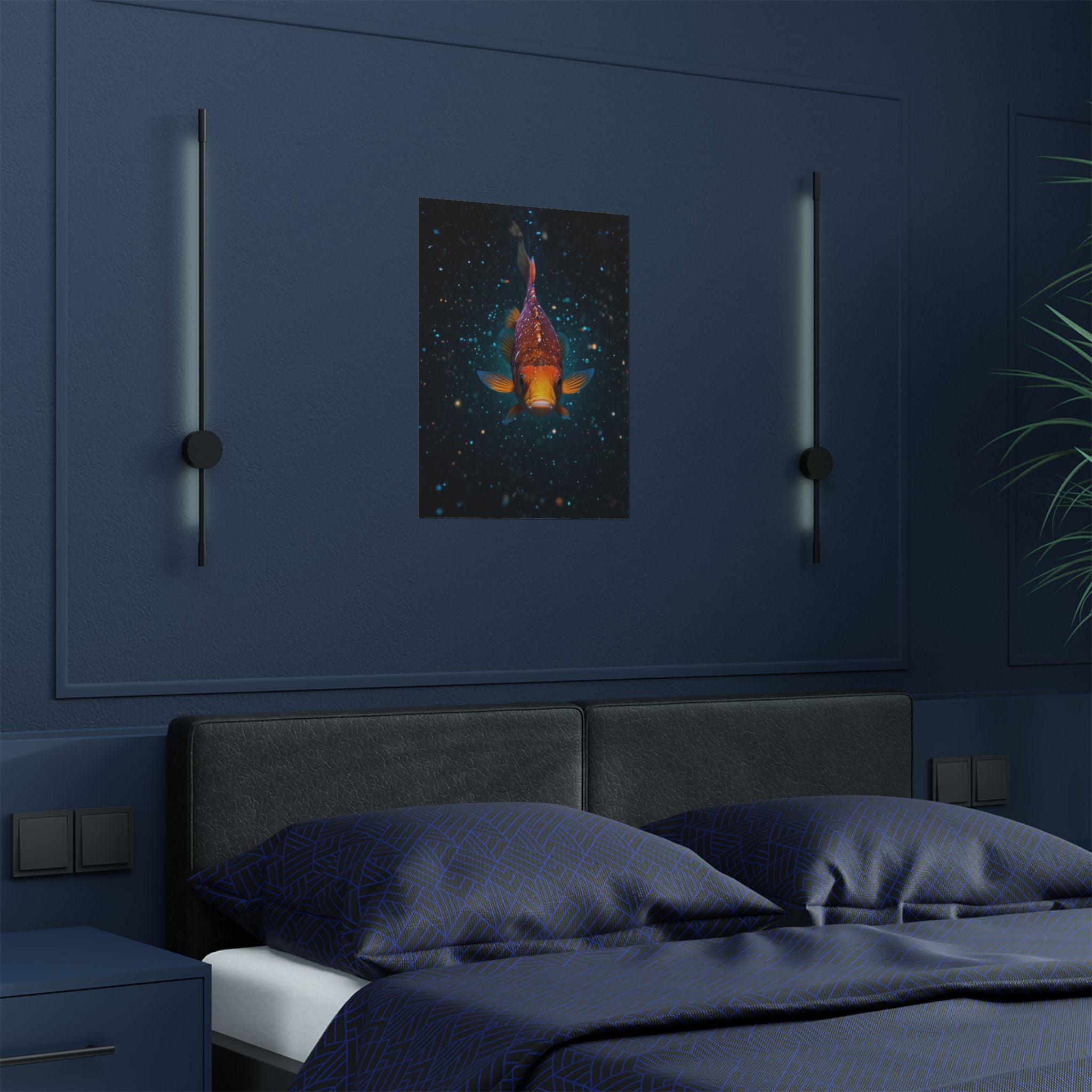 Koi Fish Satin Poster — Vibrant Underwater Galaxy Wall Art (300gsm)