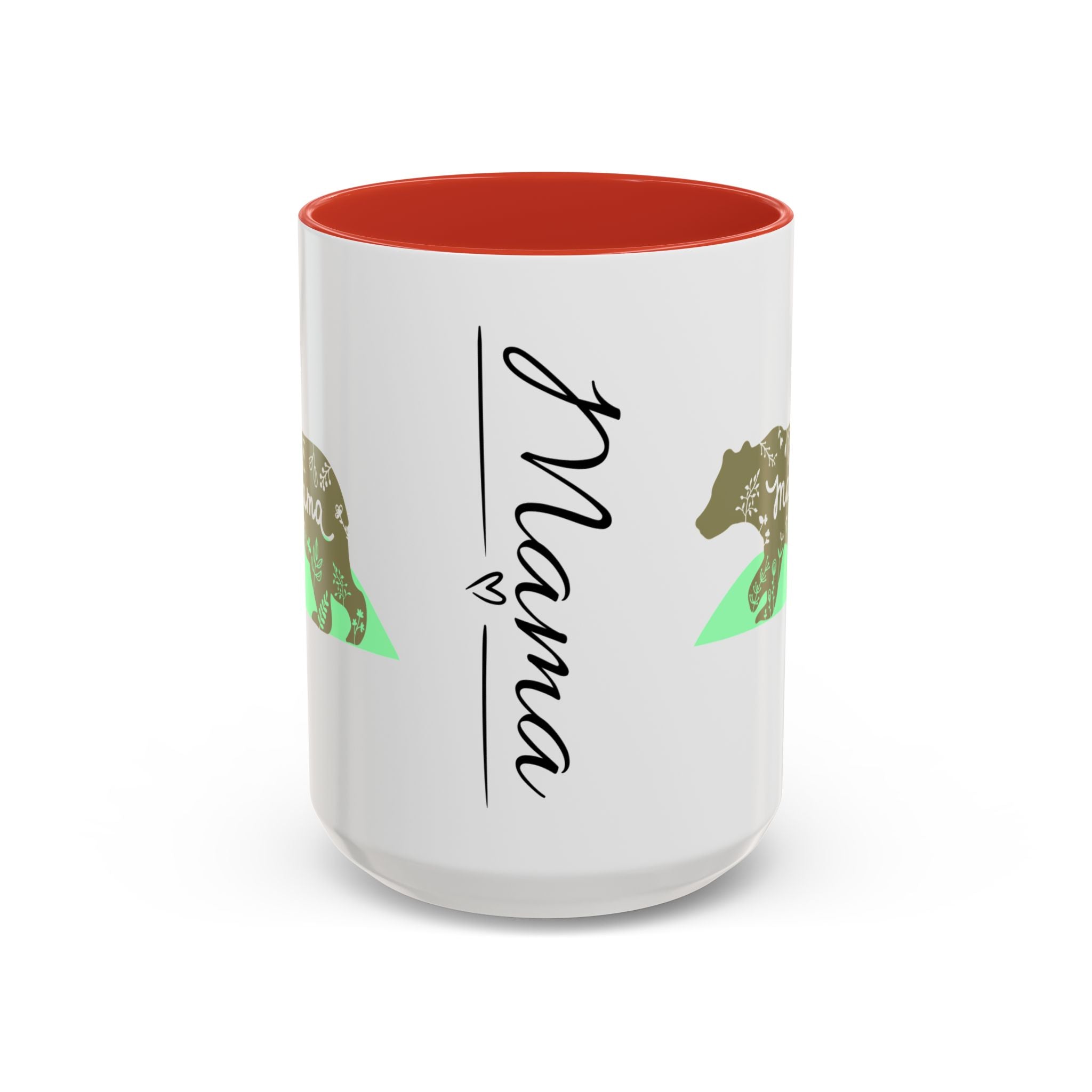 Mama Bear Accent Coffee Mug – Floral Bear Design, Mama Bear Gift (11/15 oz)