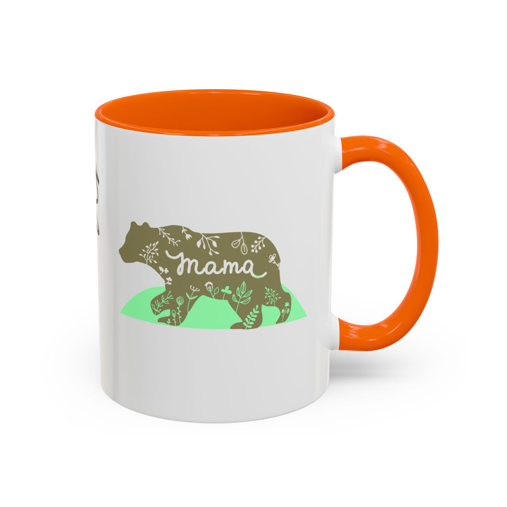 Mama Bear Accent Coffee Mug – Floral Bear Design, Mama Bear Gift (11/15 oz)