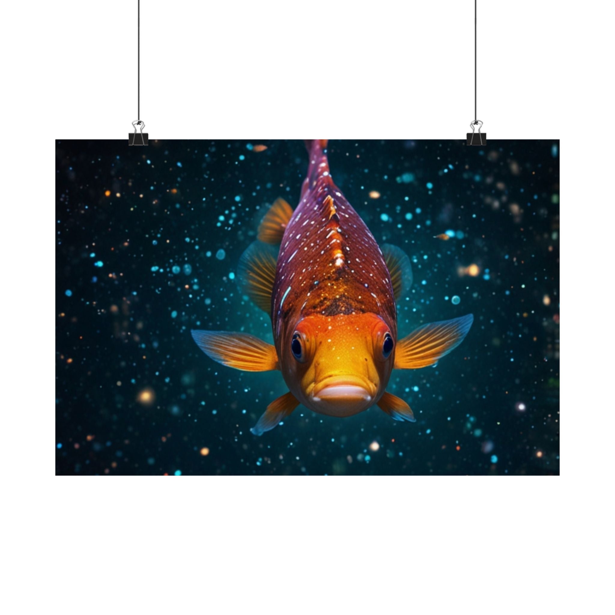 Koi Fish Satin Poster — Vibrant Underwater Galaxy Wall Art (300gsm)