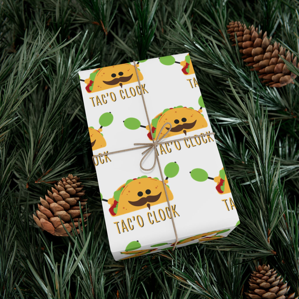 Taco Clock Gift Wrap Paper – Funny Taco Pattern Wrapping Paper for Fiesta, Holidays & Taco Nights!