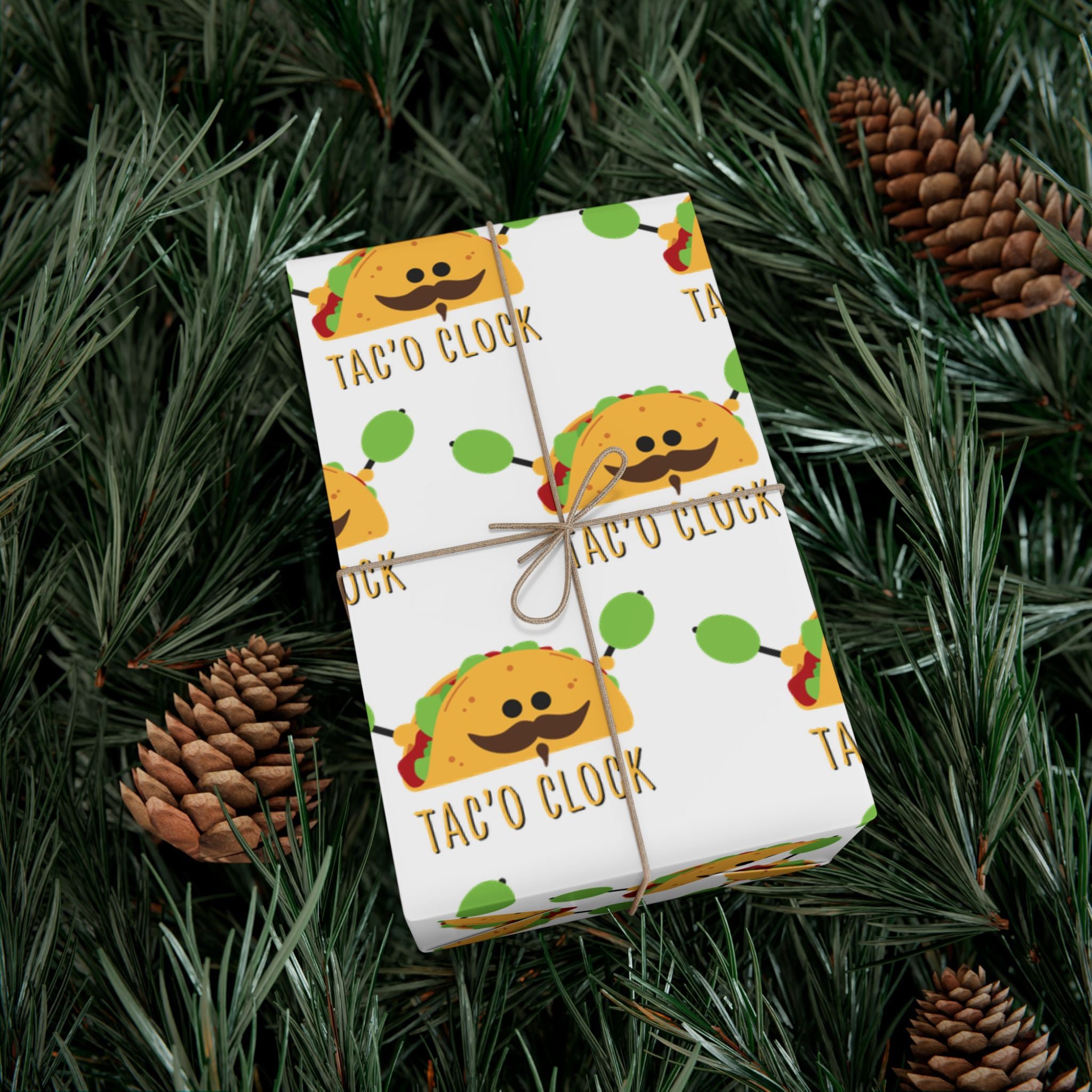 Taco Clock Gift Wrap Paper – Funny Taco Pattern Wrapping Paper for Fiesta, Holidays & Taco Nights!