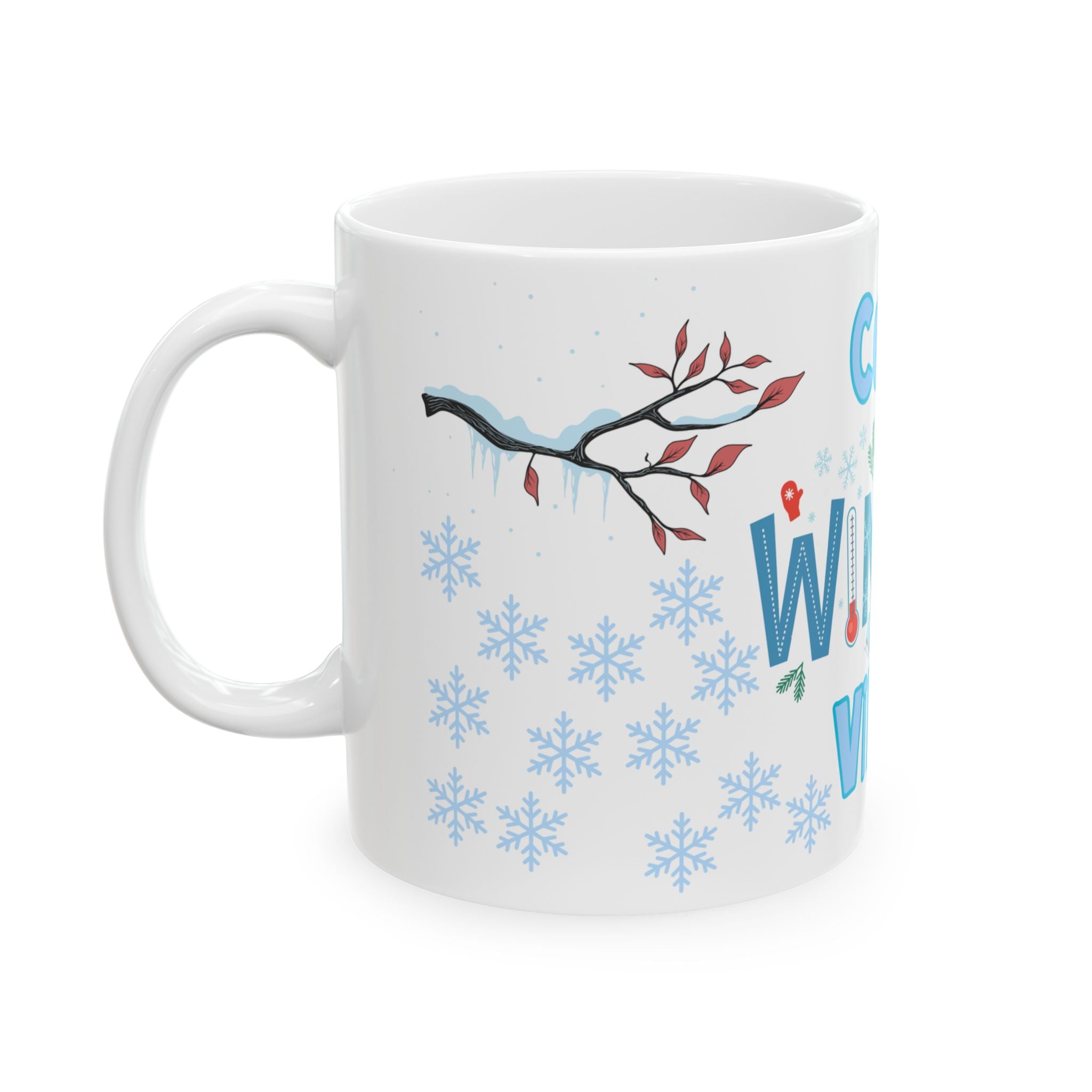 Cozy Winter Vibes Ceramic Mug — Holiday Snowflake Coffee Cup (11oz/15oz)