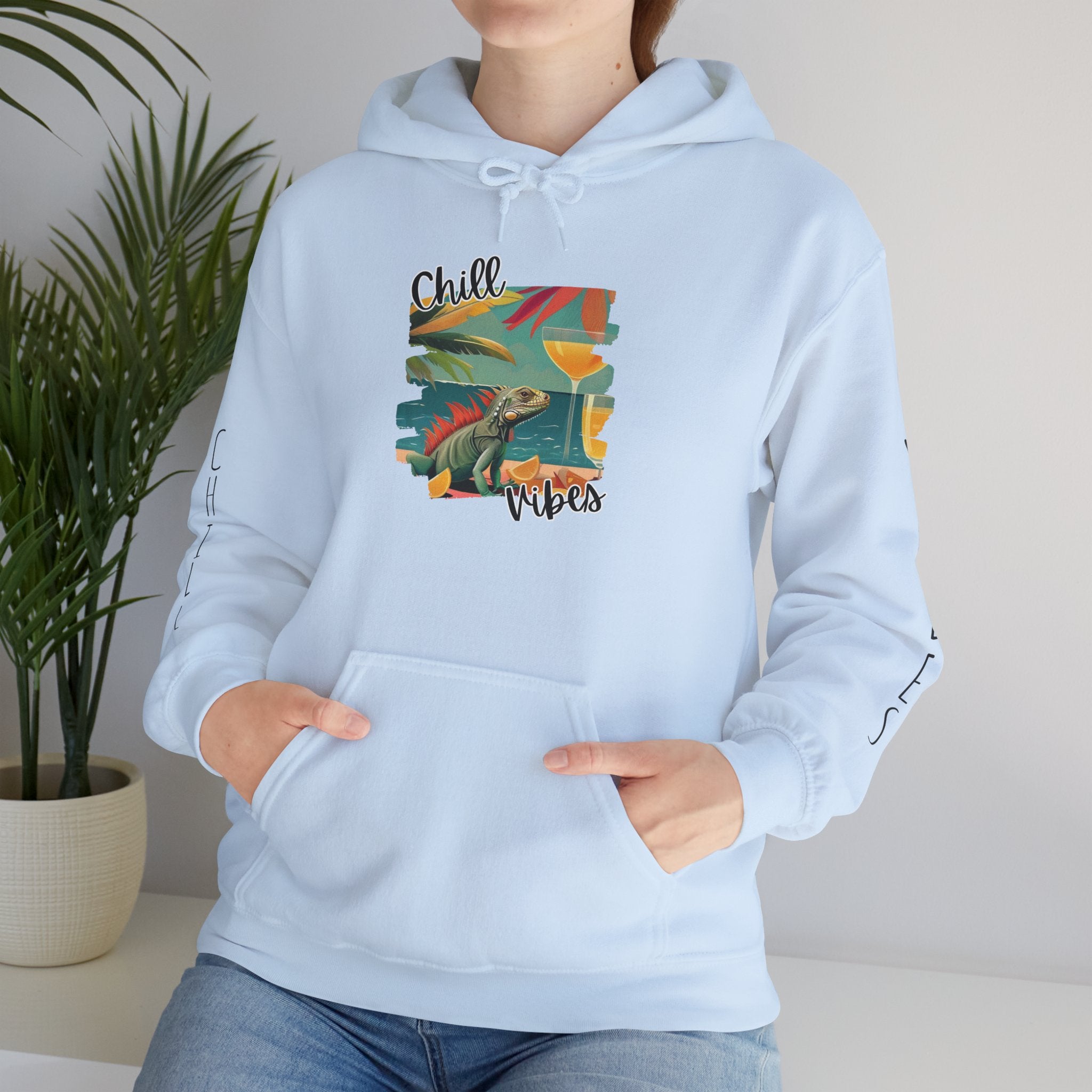 Chill Vibes Surf Hoodie – Retro Beach Graphic Hooded Sweatshirt