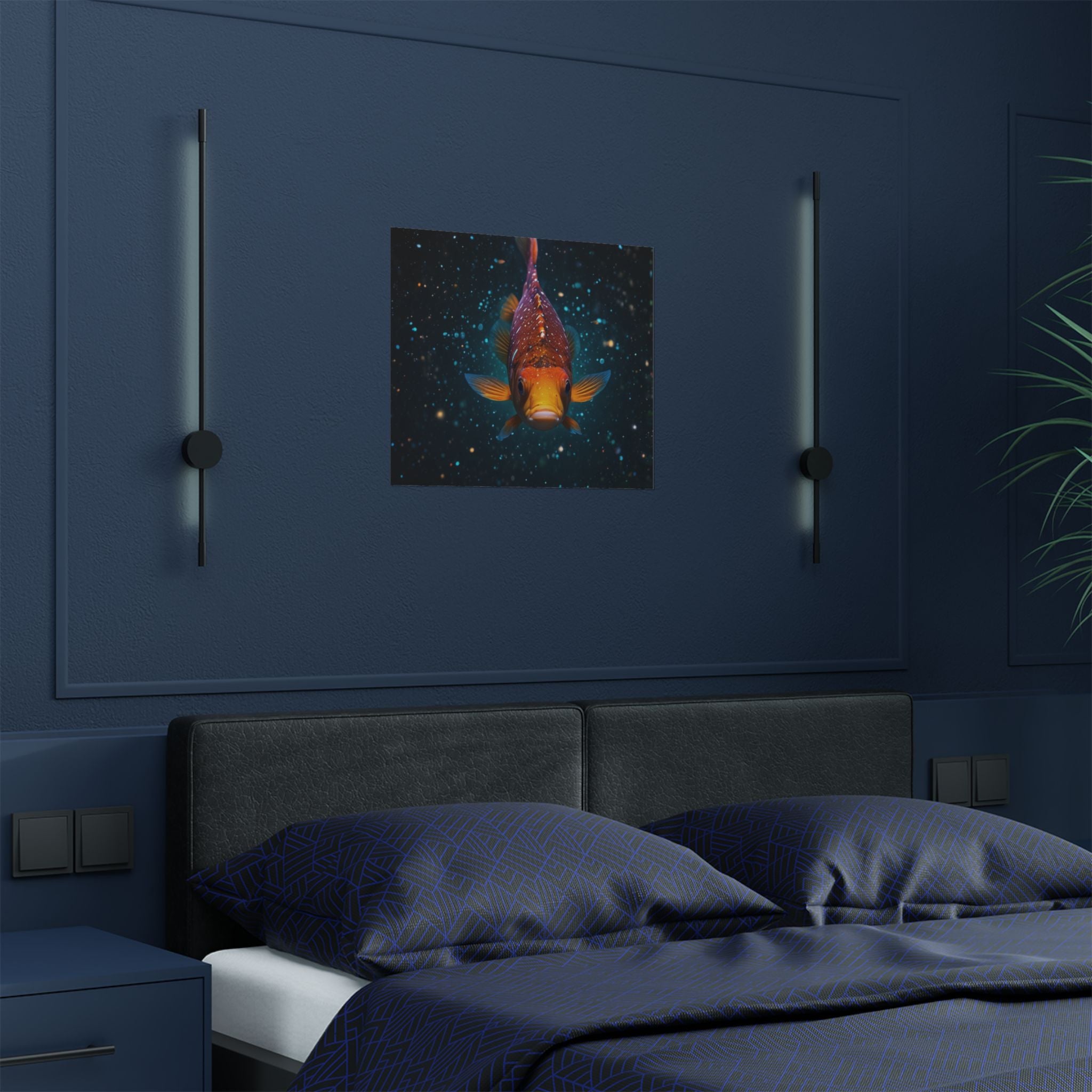 Koi Fish Satin Poster — Vibrant Underwater Galaxy Wall Art (300gsm)
