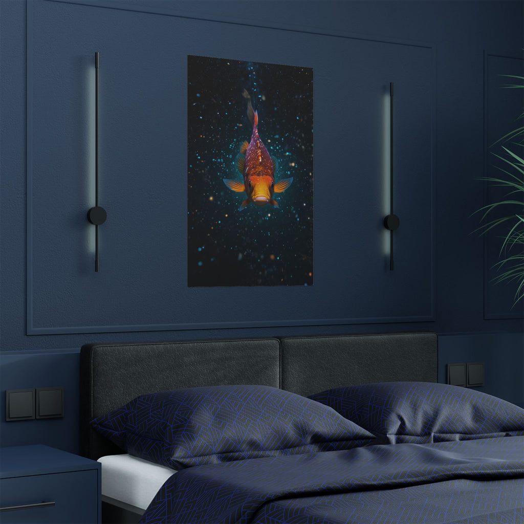 Koi Fish Satin Poster — Vibrant Underwater Galaxy Wall Art (300gsm)
