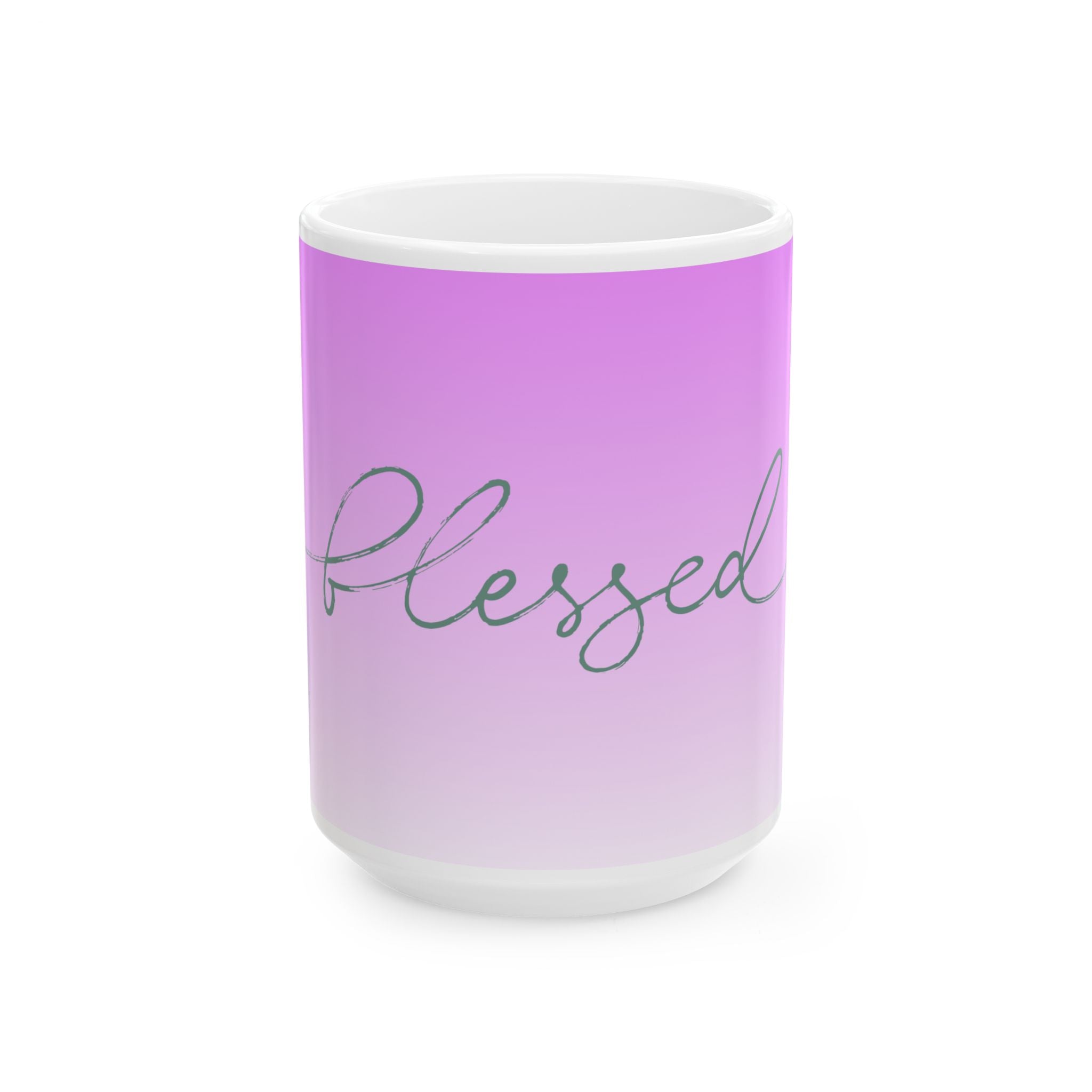 Blessed Ombre Ceramic Mug — Inspirational Pink Gradient Coffee Cup (11oz & 15oz)
