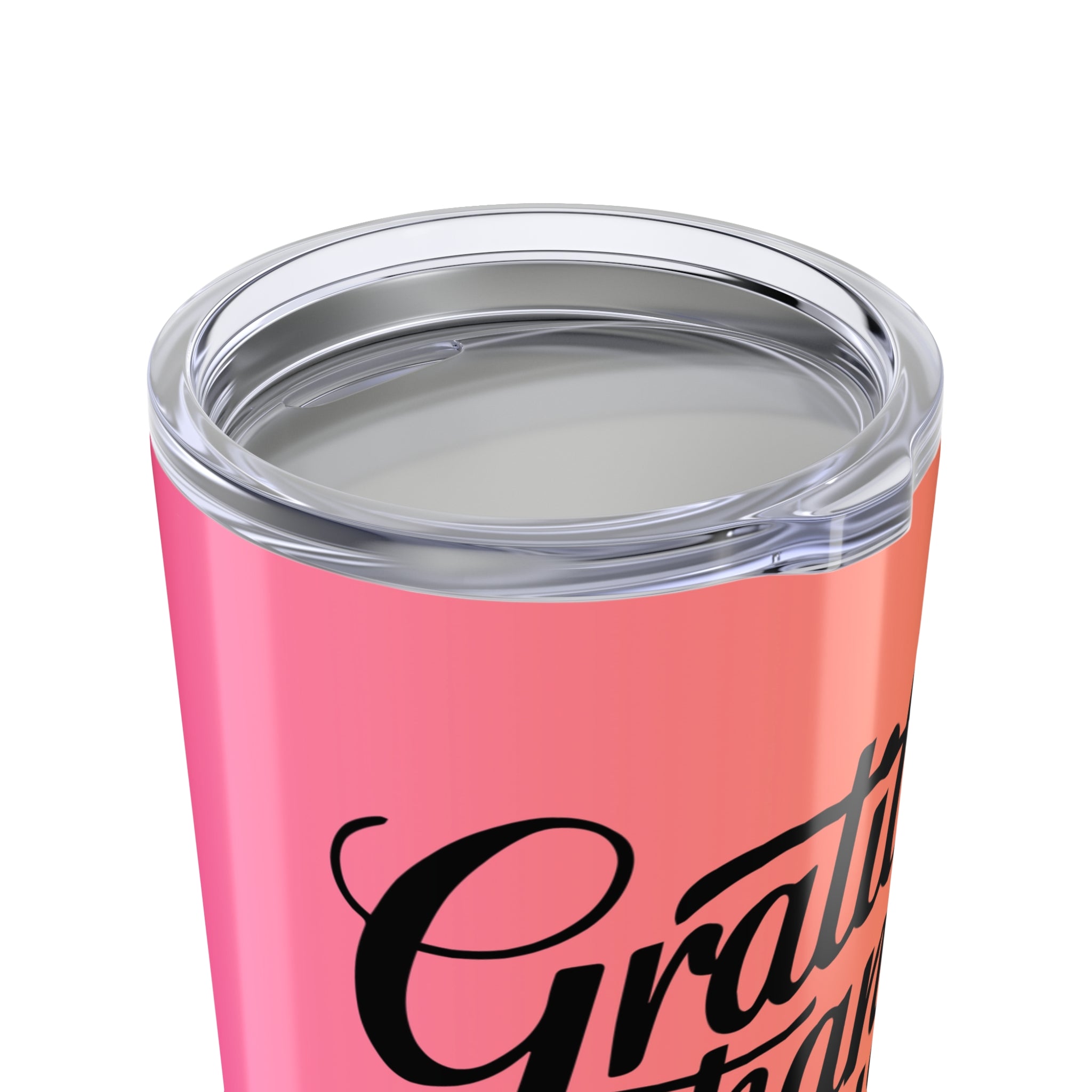 20oz Tumbler — "Gratitude Changes Everything" Pink & Orange Stainless Travel Cup