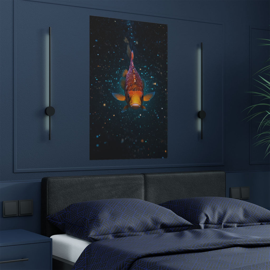 Koi Fish Satin Poster — Vibrant Underwater Galaxy Wall Art (300gsm)