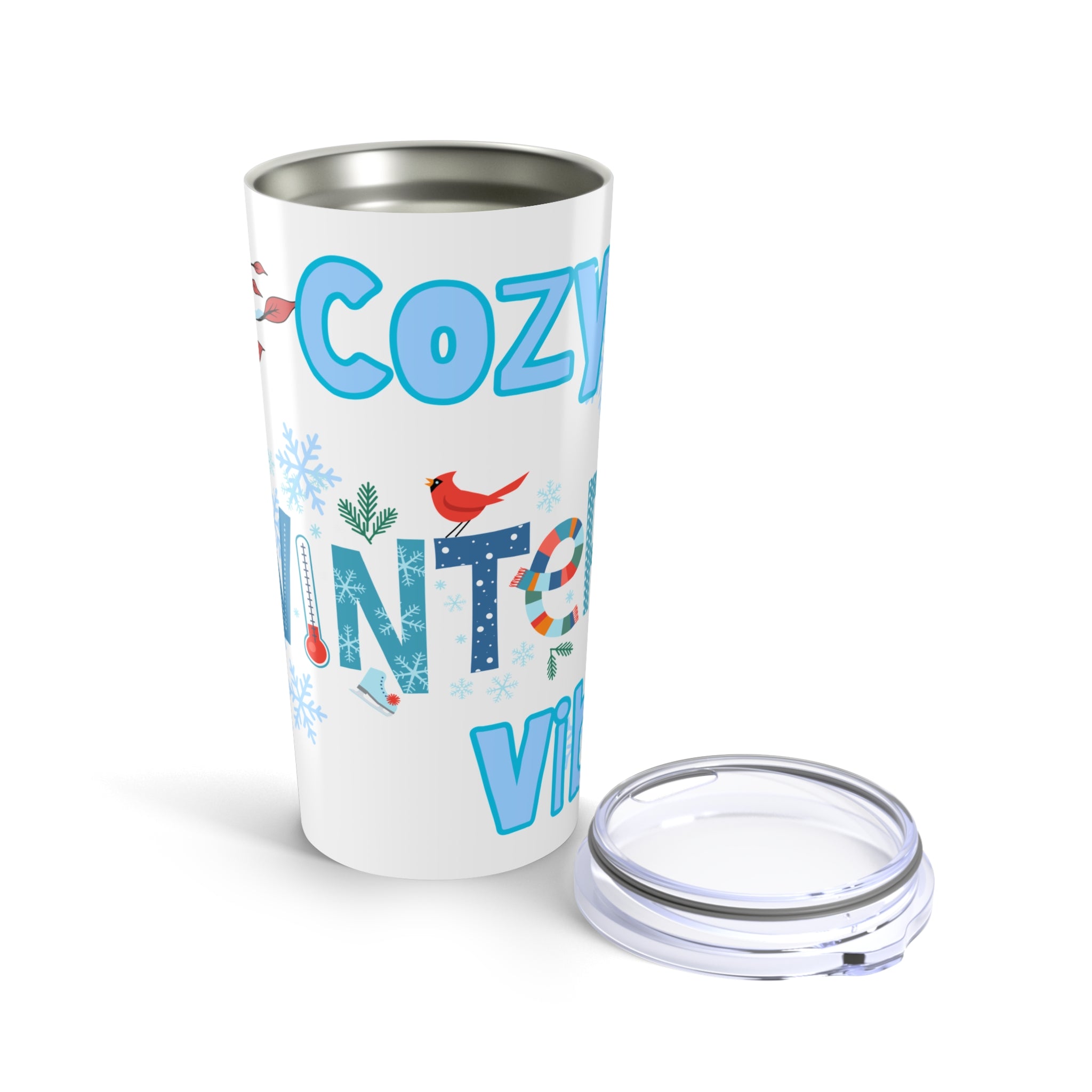 20oz Winter Cozy Tumbler – 'Cozy Winter Vibes' Insulated Travel Cup
