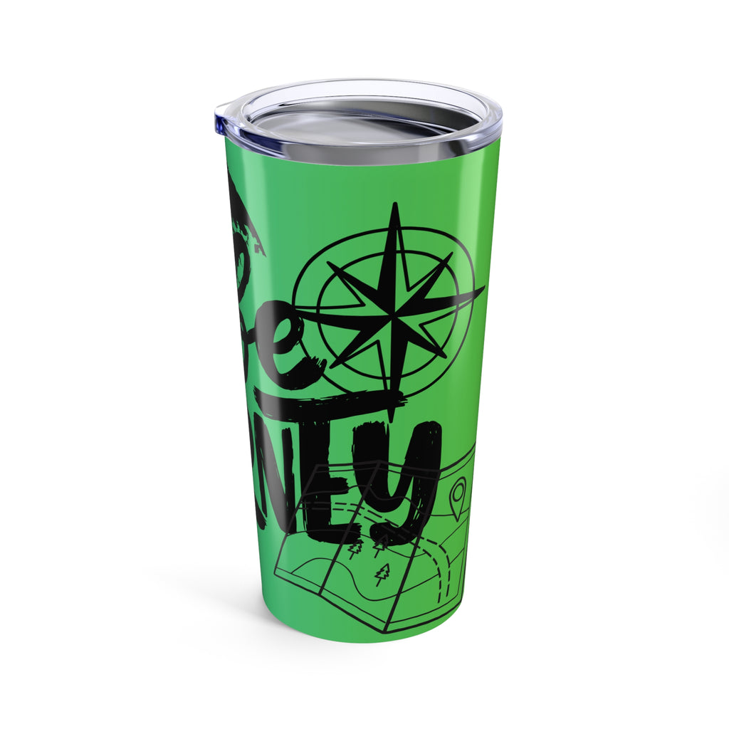 20oz Travel Tumbler — "Vibes & Journey" Green Map Compass Design