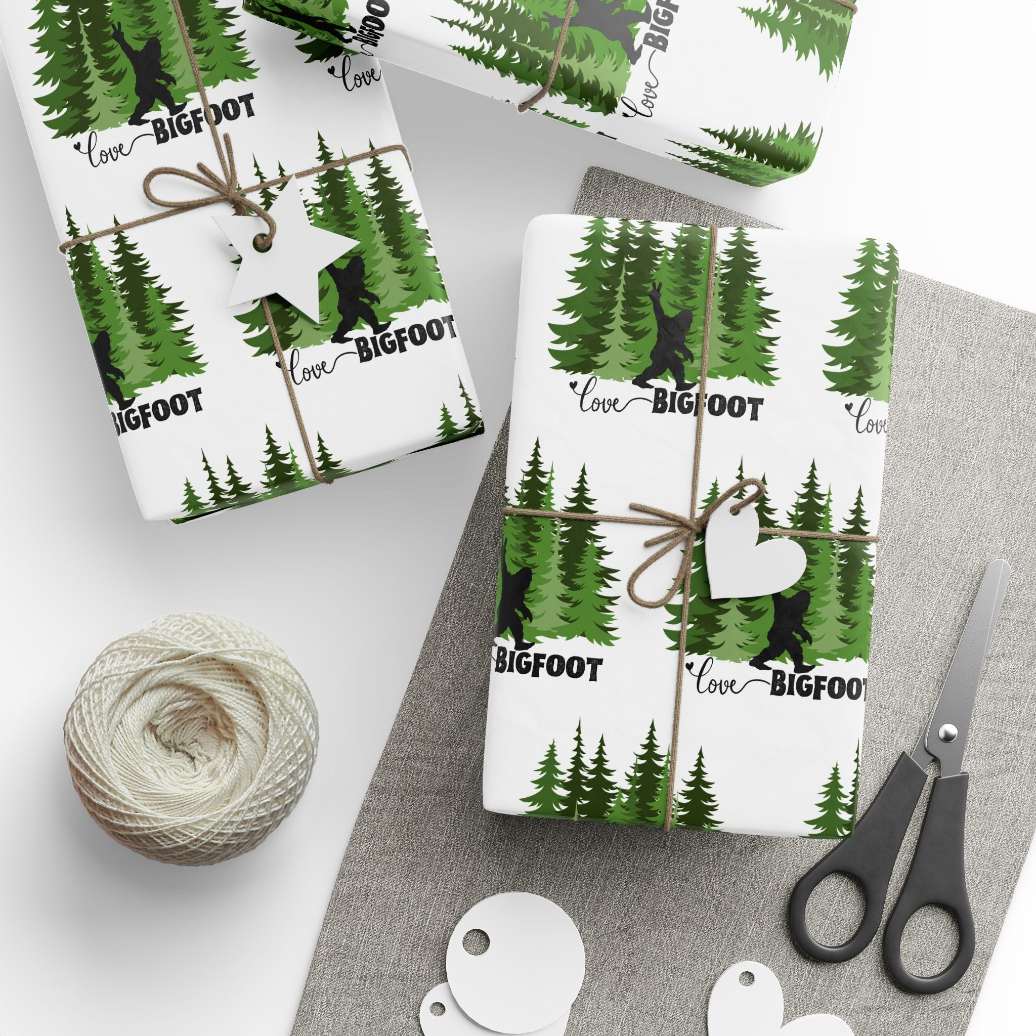 Bigfoot 'Love' Whispering Pines Wrapping Paper