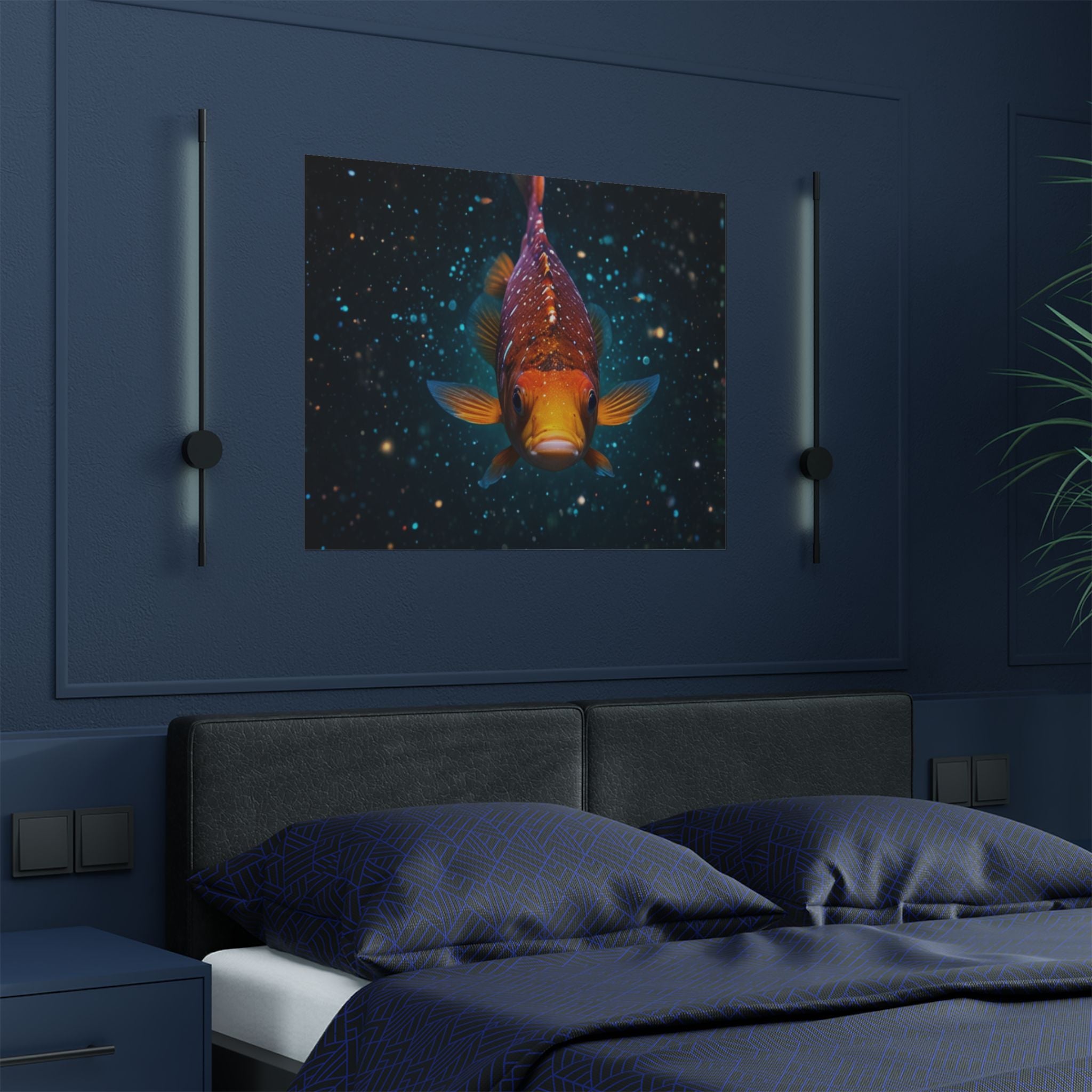 Koi Fish Satin Poster — Vibrant Underwater Galaxy Wall Art (300gsm)