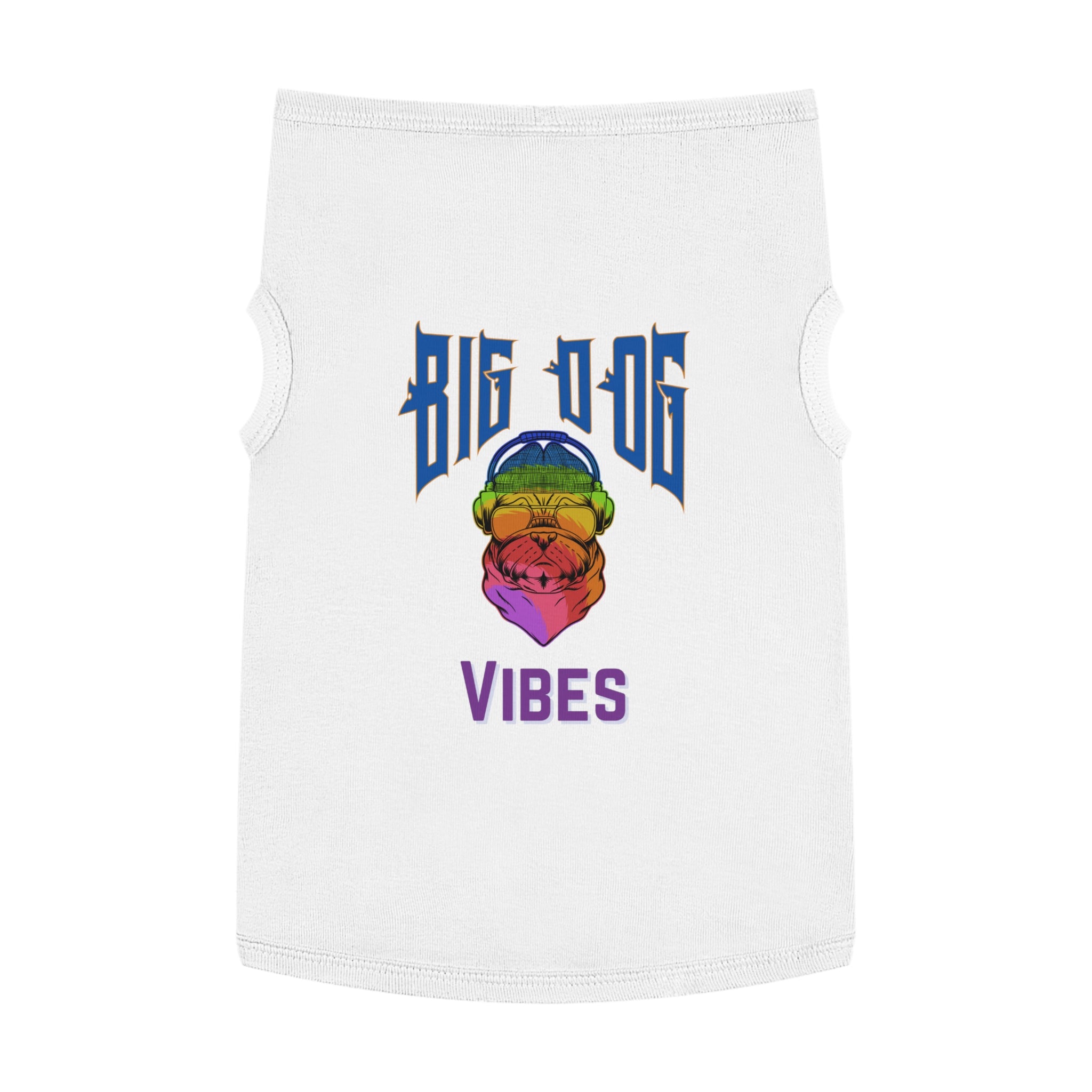Big Dog Vibes Pet Tank - Rainbow Bulldog Graphic Dog Shirt