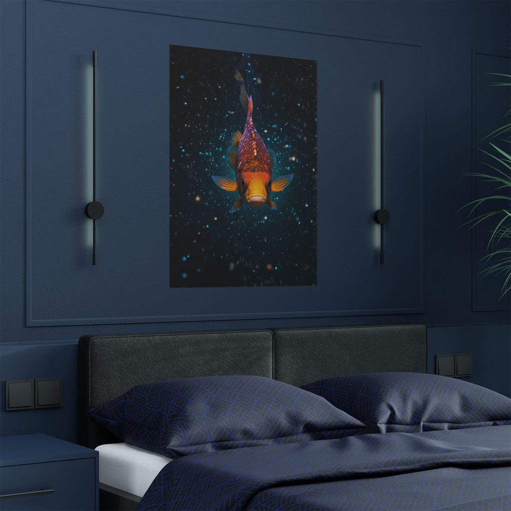 Koi Fish Satin Poster — Vibrant Underwater Galaxy Wall Art (300gsm)