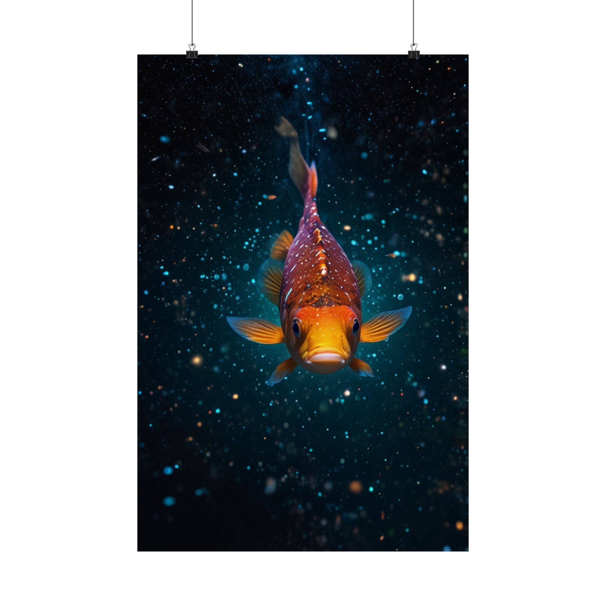 Koi Fish Satin Poster — Vibrant Underwater Galaxy Wall Art (300gsm)