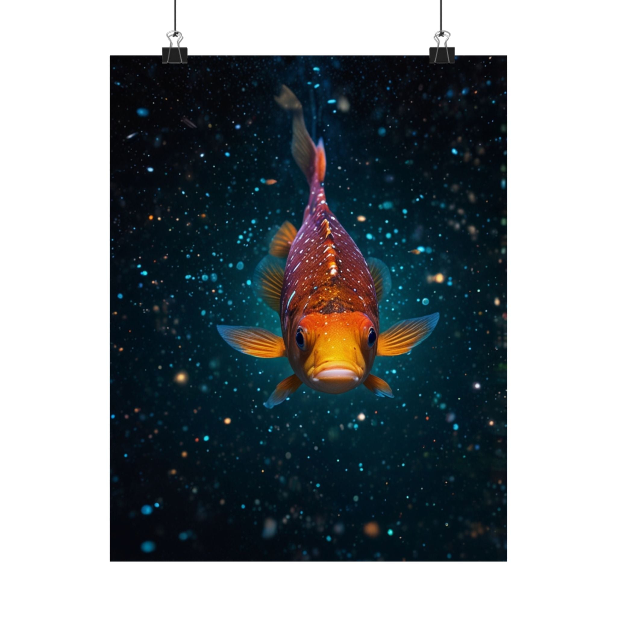 Koi Fish Satin Poster — Vibrant Underwater Galaxy Wall Art (300gsm)