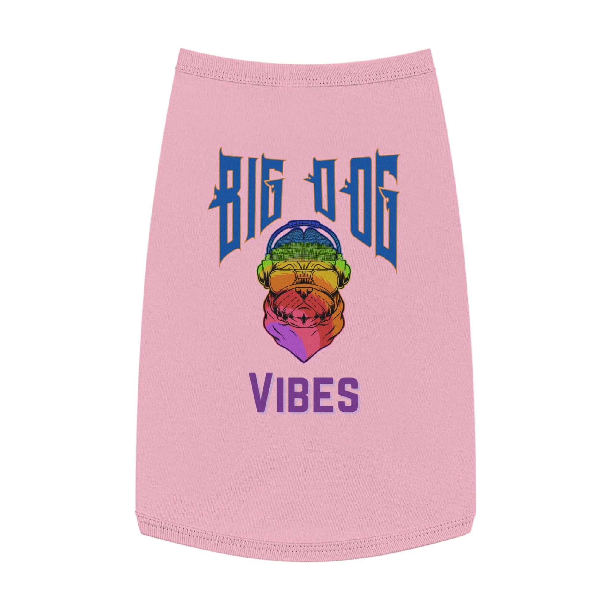 Big Dog Vibes Pet Tank - Rainbow Bulldog Graphic Dog Shirt