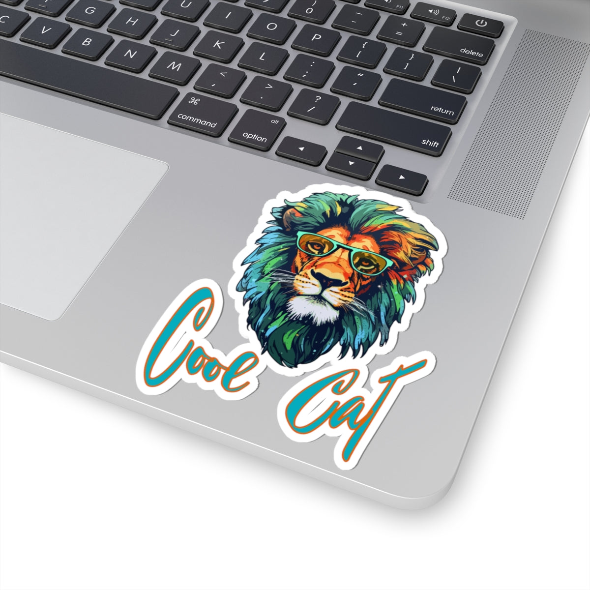 Cool Cat Lion Kiss-Cut Sticker — Colorful Retro Lion with Glasses