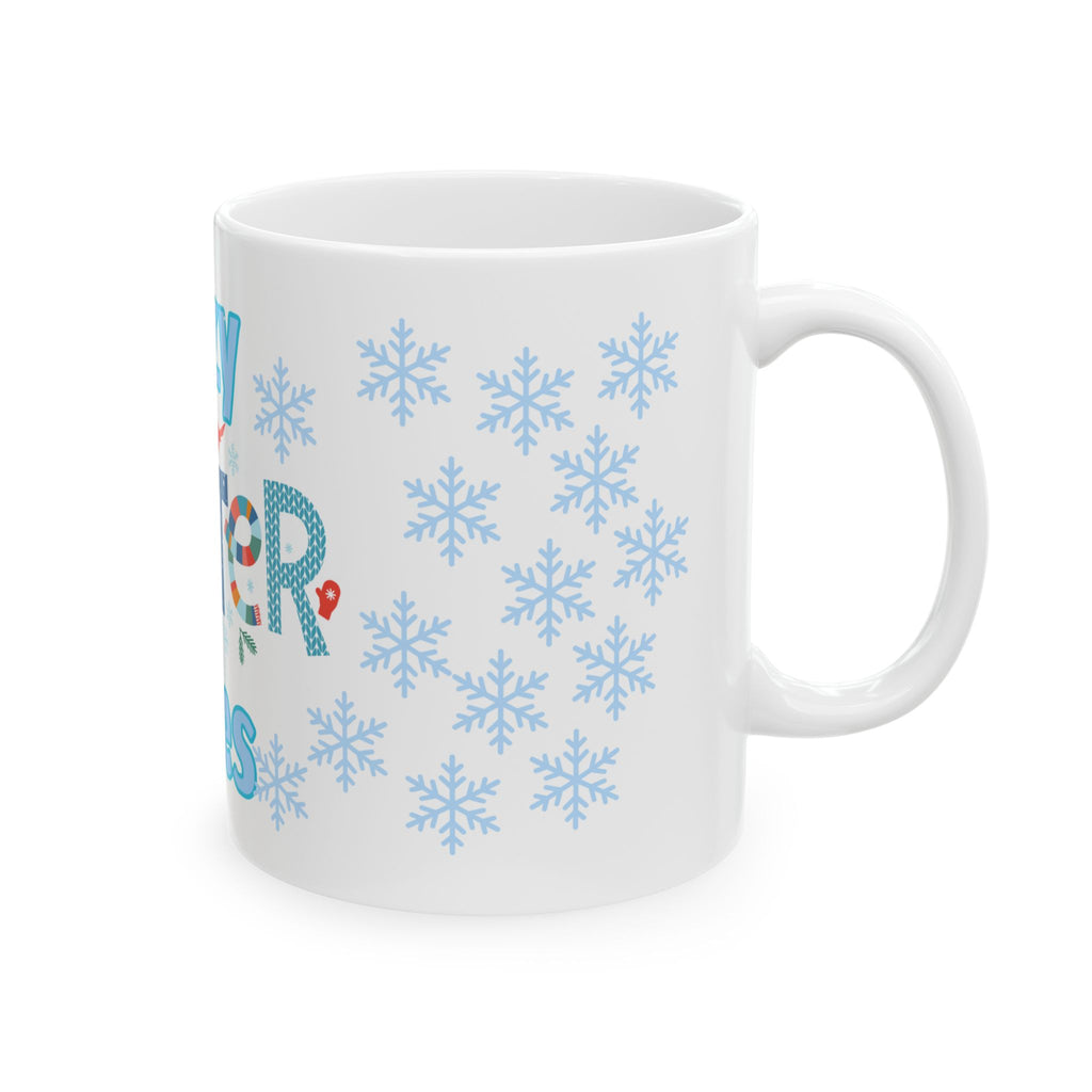 Cozy Winter Vibes Ceramic Mug — Holiday Snowflake Coffee Cup (11oz/15oz)