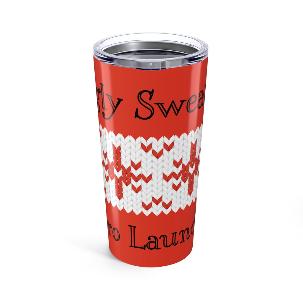 20oz Holiday Knit Pattern Tumbler — Funny 'Ugly Sweater, No laundry' Travel Cup