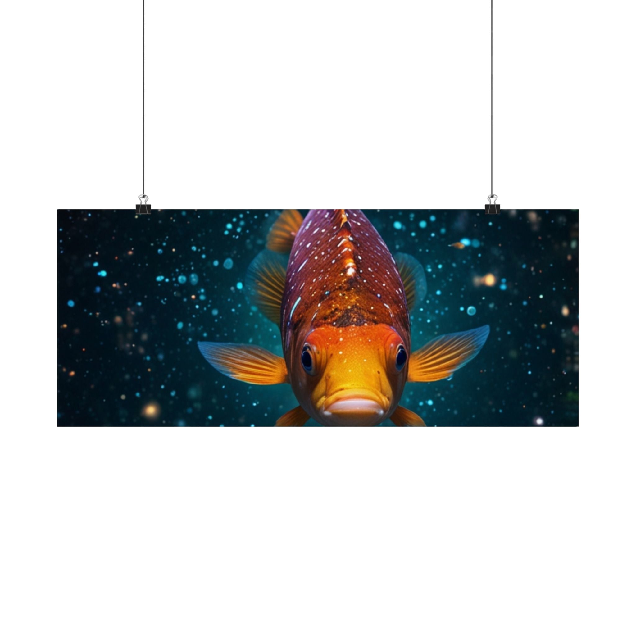 Koi Fish Satin Poster — Vibrant Underwater Galaxy Wall Art (300gsm)