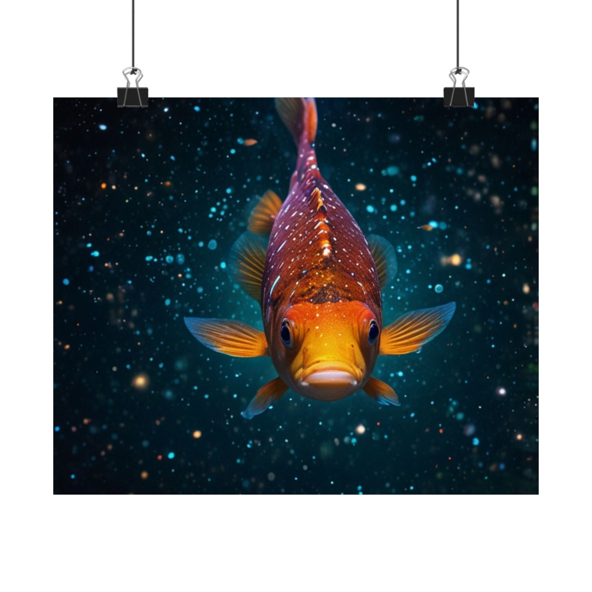 Koi Fish Satin Poster — Vibrant Underwater Galaxy Wall Art (300gsm)