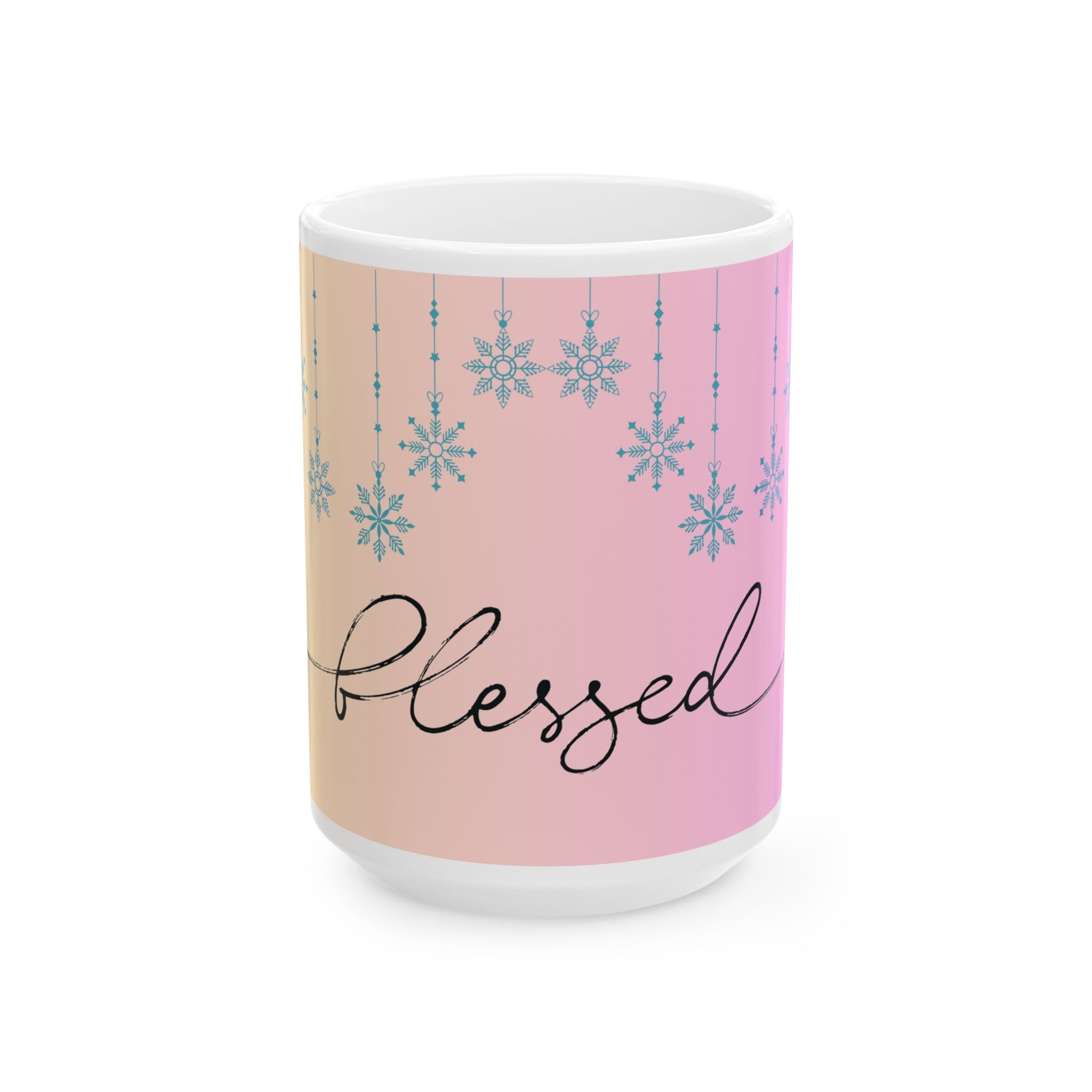 Blessed Pastel Snowflake Ceramic Mug – Inspirational Coffee Cup (11oz, 15oz)