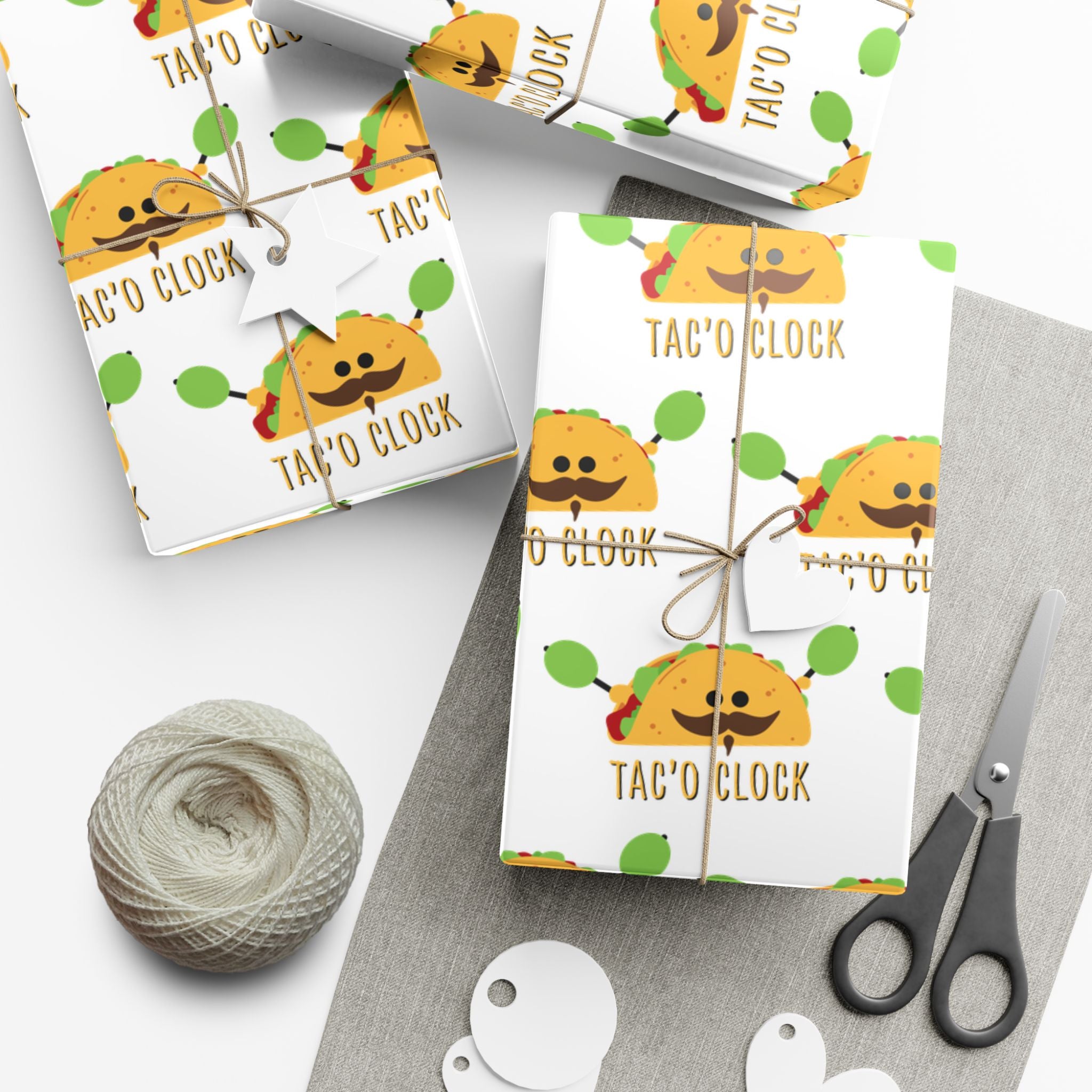 Taco Clock Gift Wrap Paper – Funny Taco Pattern Wrapping Paper for Fiesta, Holidays & Taco Nights!