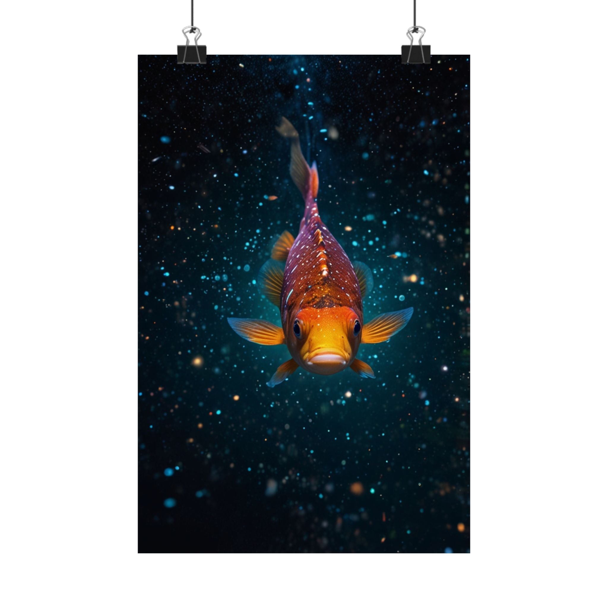 Koi Fish Satin Poster — Vibrant Underwater Galaxy Wall Art (300gsm)