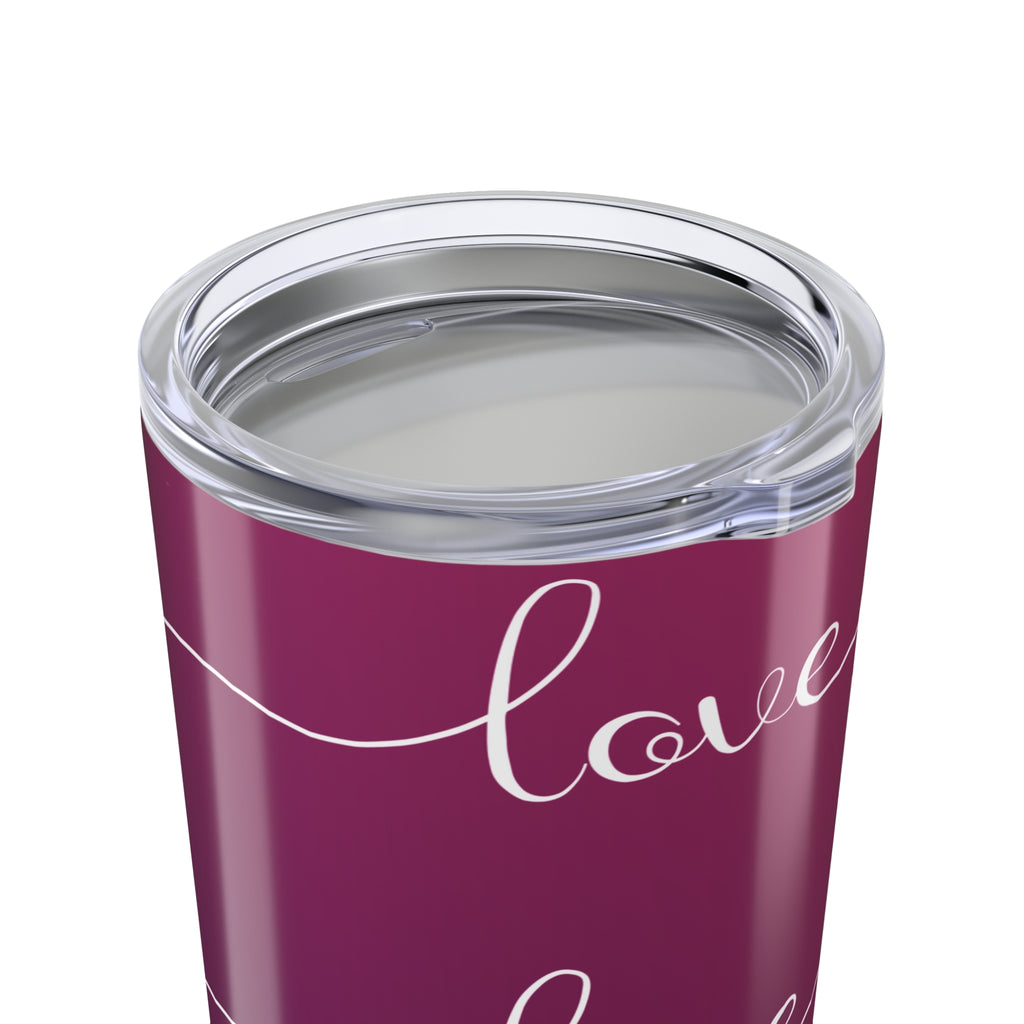 Love You Script 20oz Tumbler — Heart Stripe Insulated Travel Cup