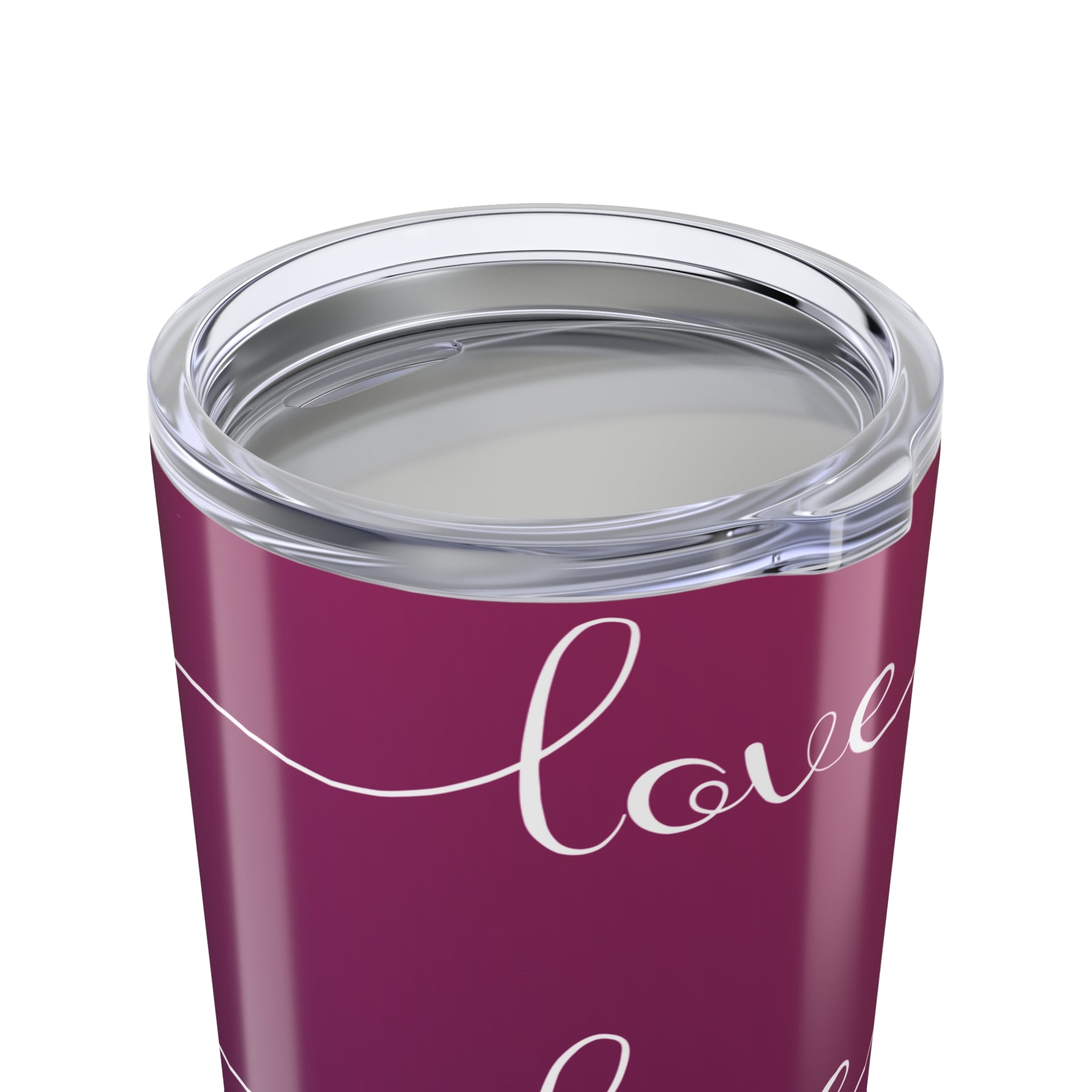 Love You Script 20oz Tumbler — Heart Stripe Insulated Travel Cup