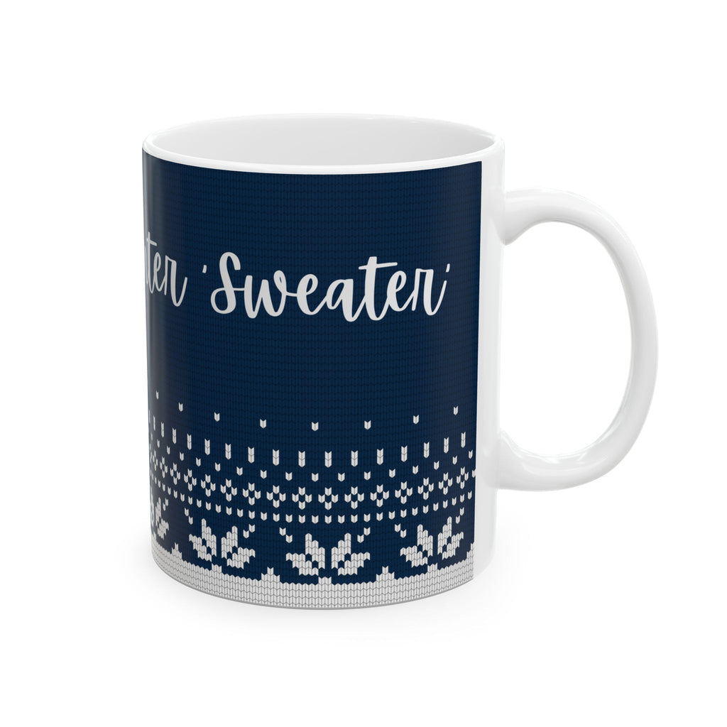 Favorite Winter Sips Ceramic Mug – Cozy Holiday Knit Pattern (11oz & 15oz)