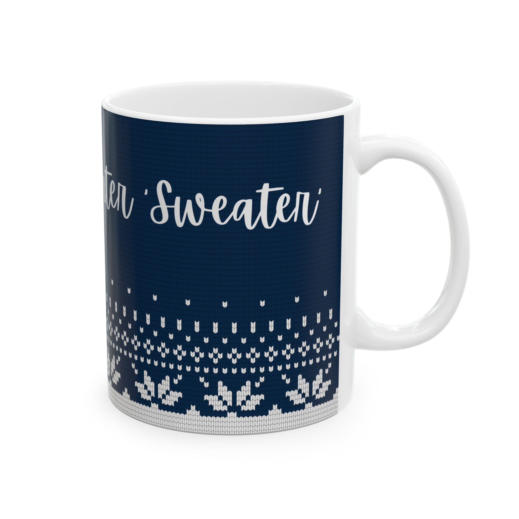 Favorite Winter Sips Ceramic Mug – Cozy Holiday Knit Pattern (11oz & 15oz)