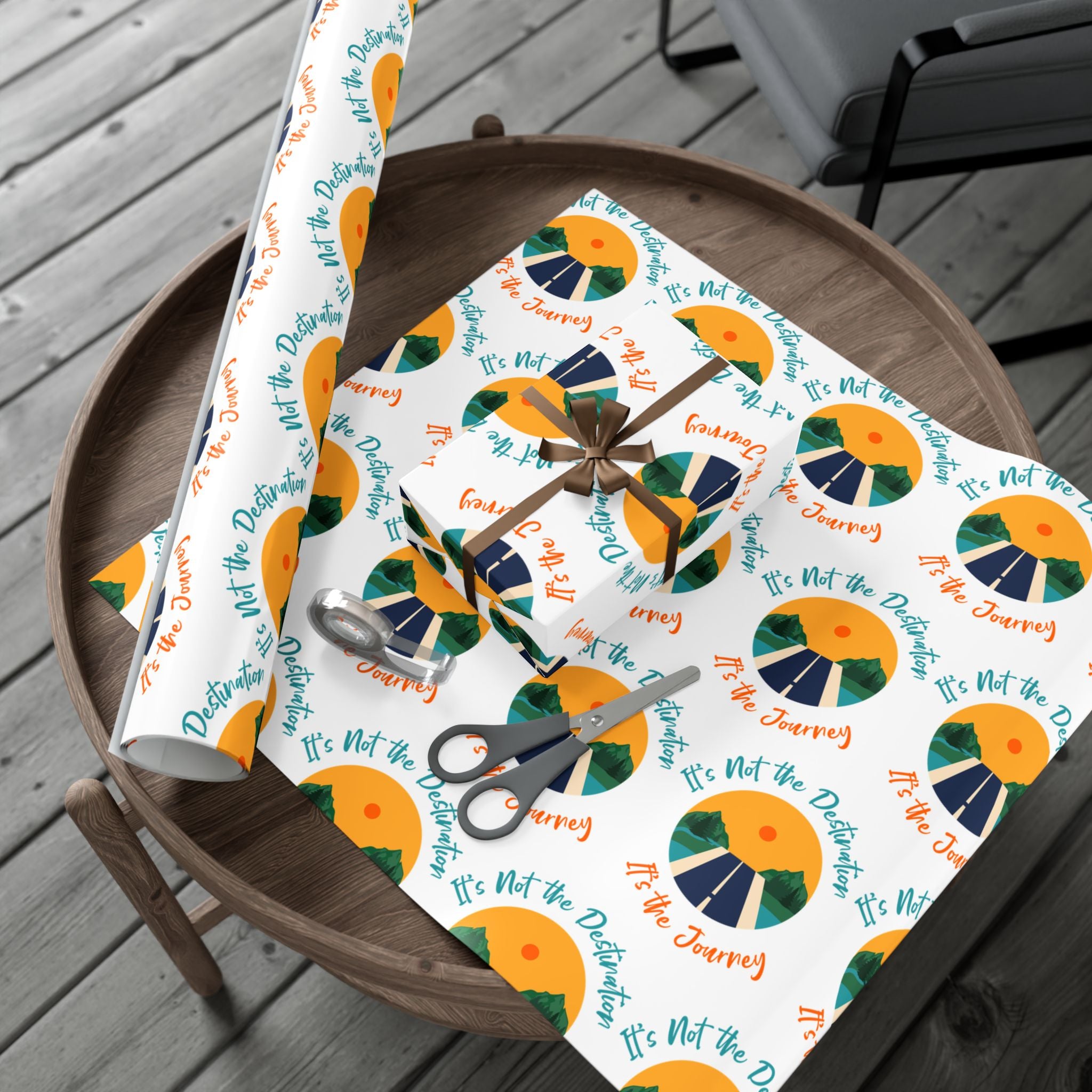 Gift Wrap Paper — 'It's Not the Destination, It's the Journey' Circular Sunshine Pattern