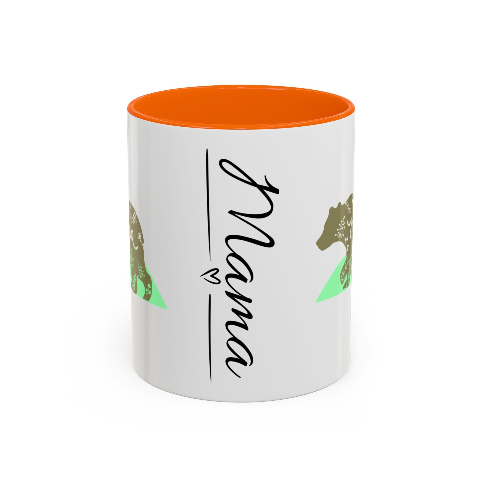 Mama Bear Accent Coffee Mug – Floral Bear Design, Mama Bear Gift (11/15 oz)