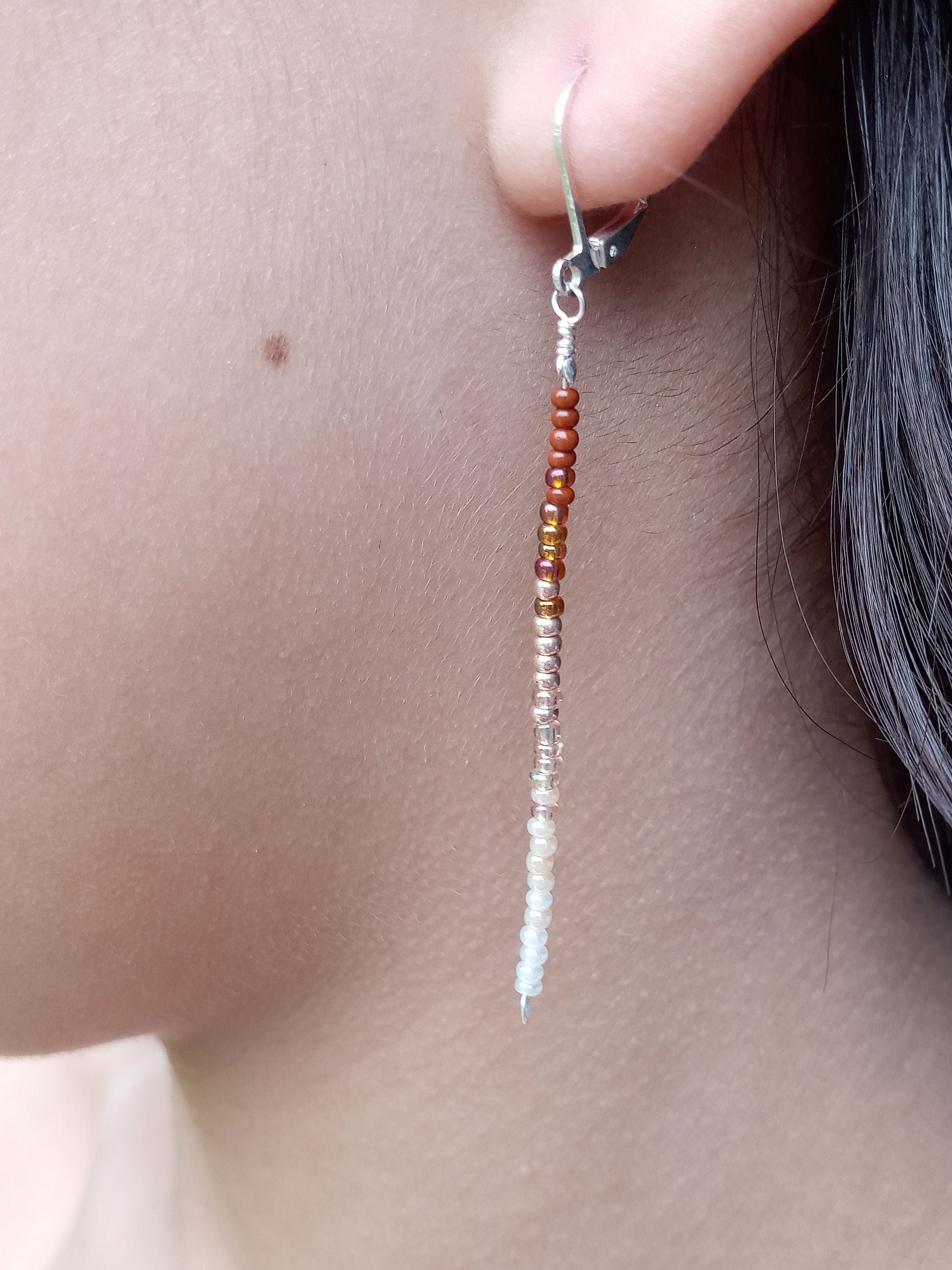 Handmade Beaded Glass Seed Earrings – Boho Minimalist Jewelry, Lightweight & Dainty Gift for Women