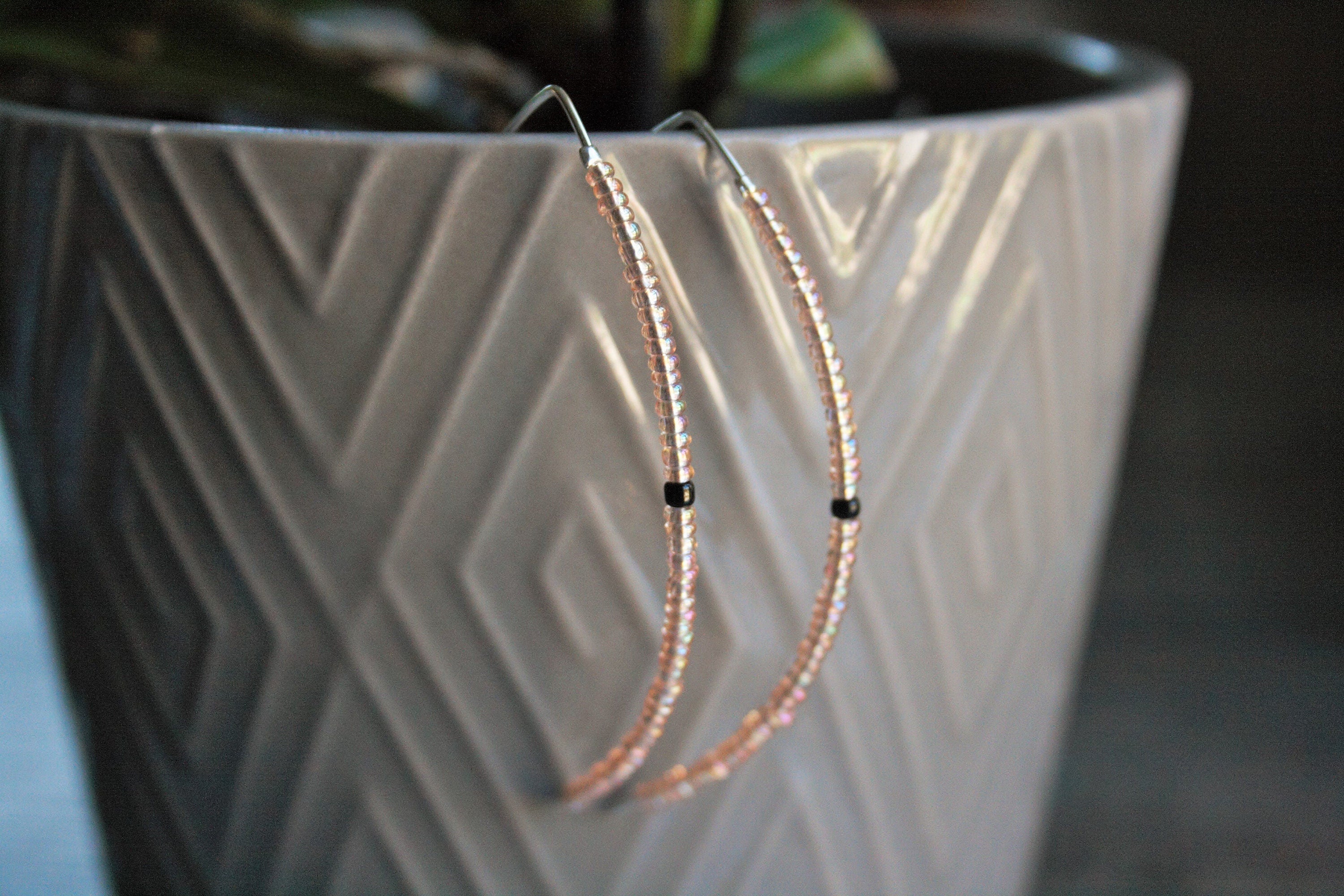 Boho Silver Threader Earrings / Minimalist earring / Seed bead earrings / Earrings dangle / Long dangle earrings / Free shipping U.S