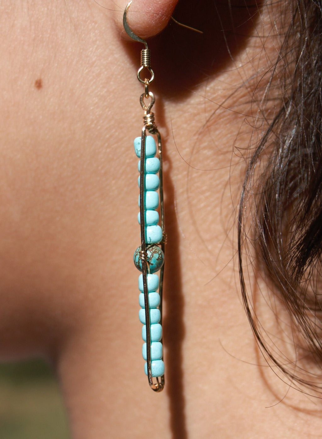 Long Peapod Beaded Earrings / One of a kind / Boho Jewelry / Simple Jewelry / Hand Crafted / Gold or Silver / Custom Jewelry / Minimal look