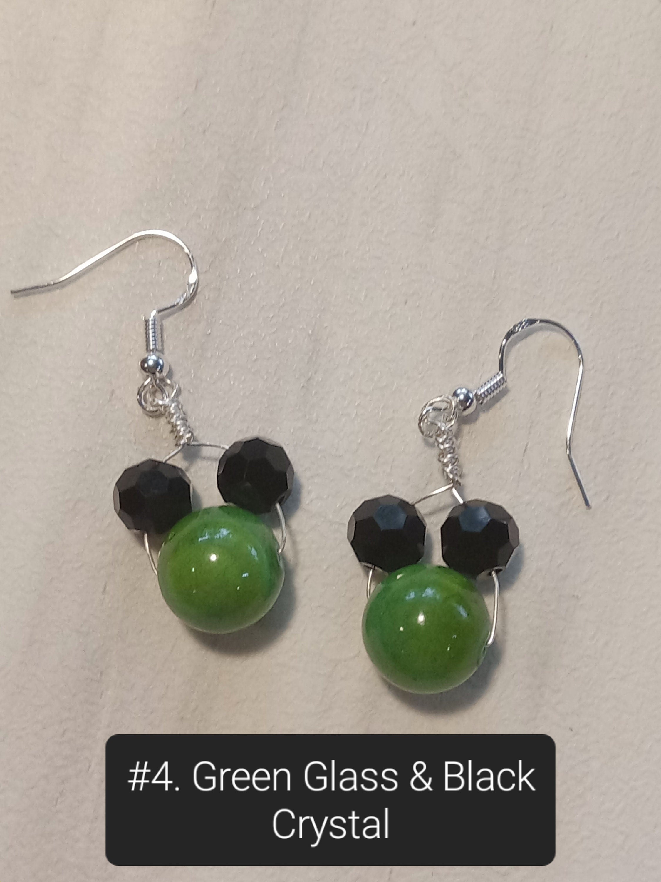 Handmade Minnie & Mickey Dangle Earrings / Crystal and Glass Beads / Unique Artisan Jewelry for Disney Fans / One of a kind