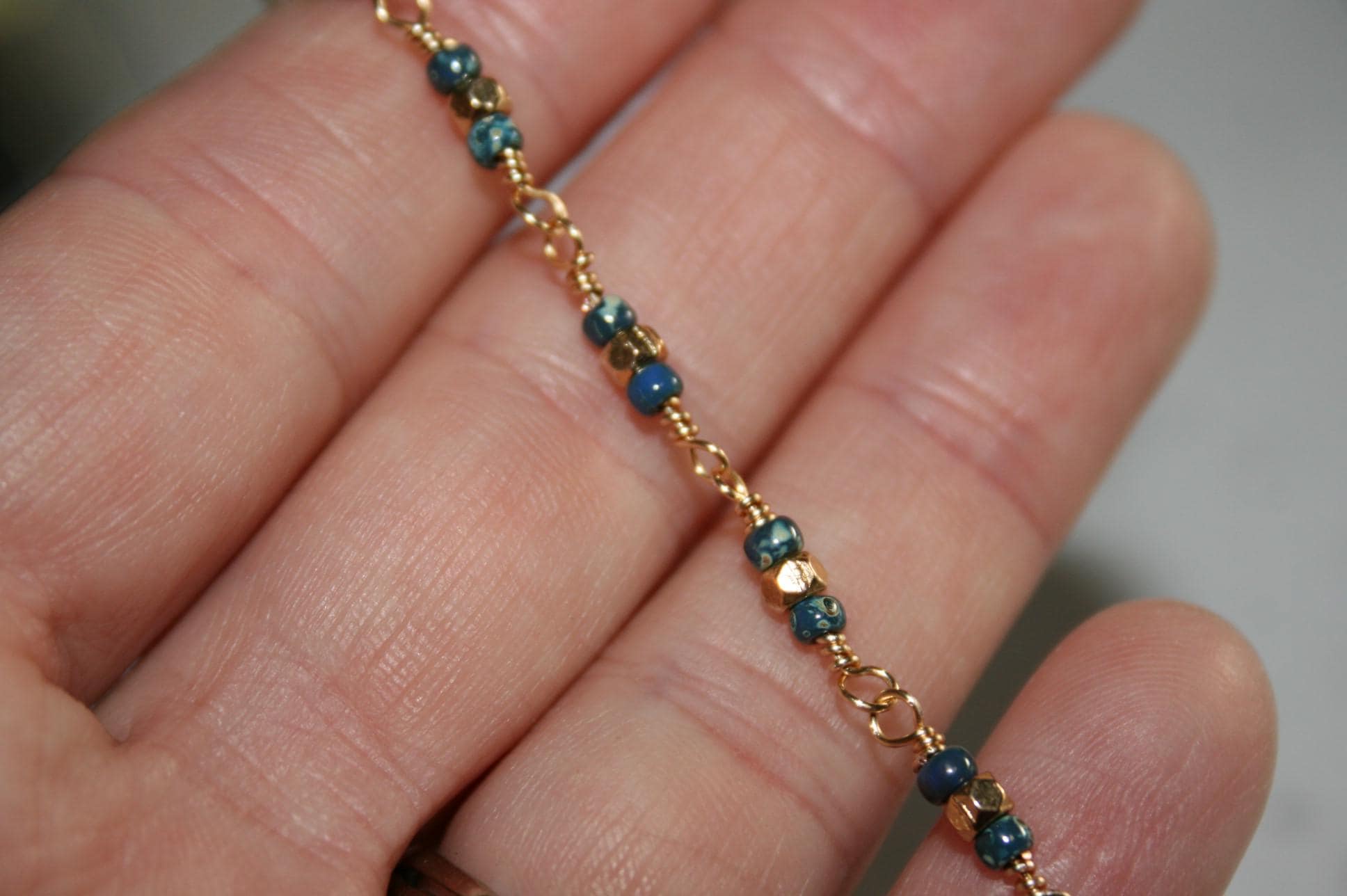 Handmade Petite Gold Wire & Glass Beaded Bracelet or Necklace – Minimalist, Dainty Jewelry for Everyday Wear or Gift Giving, Boho Jewelry