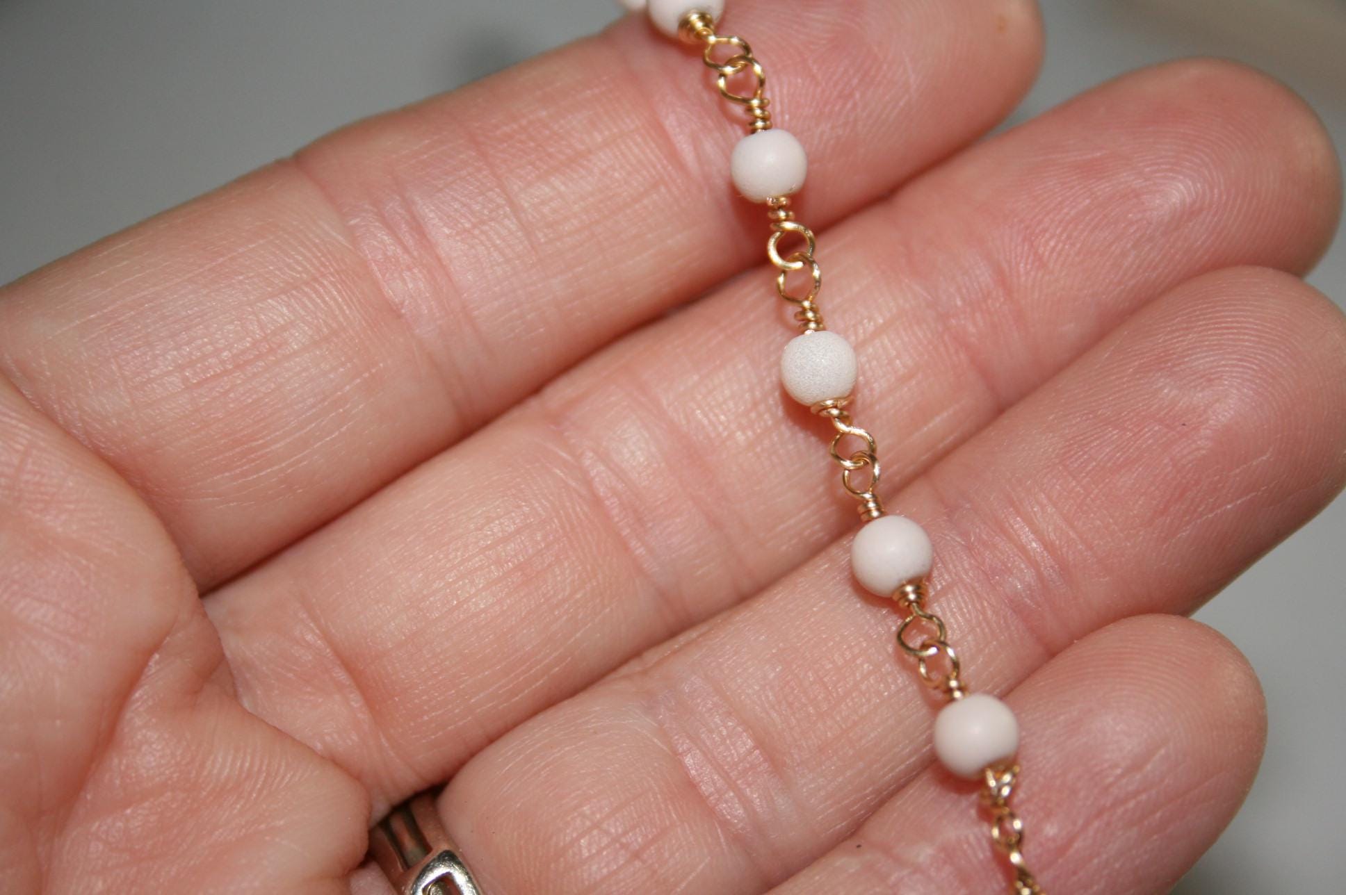 Handmade Petite Gold Wire & Glass Beaded Bracelet / Minimalist Bracelet / Dainty Jewelry for Everyday Wear or Gift Giving