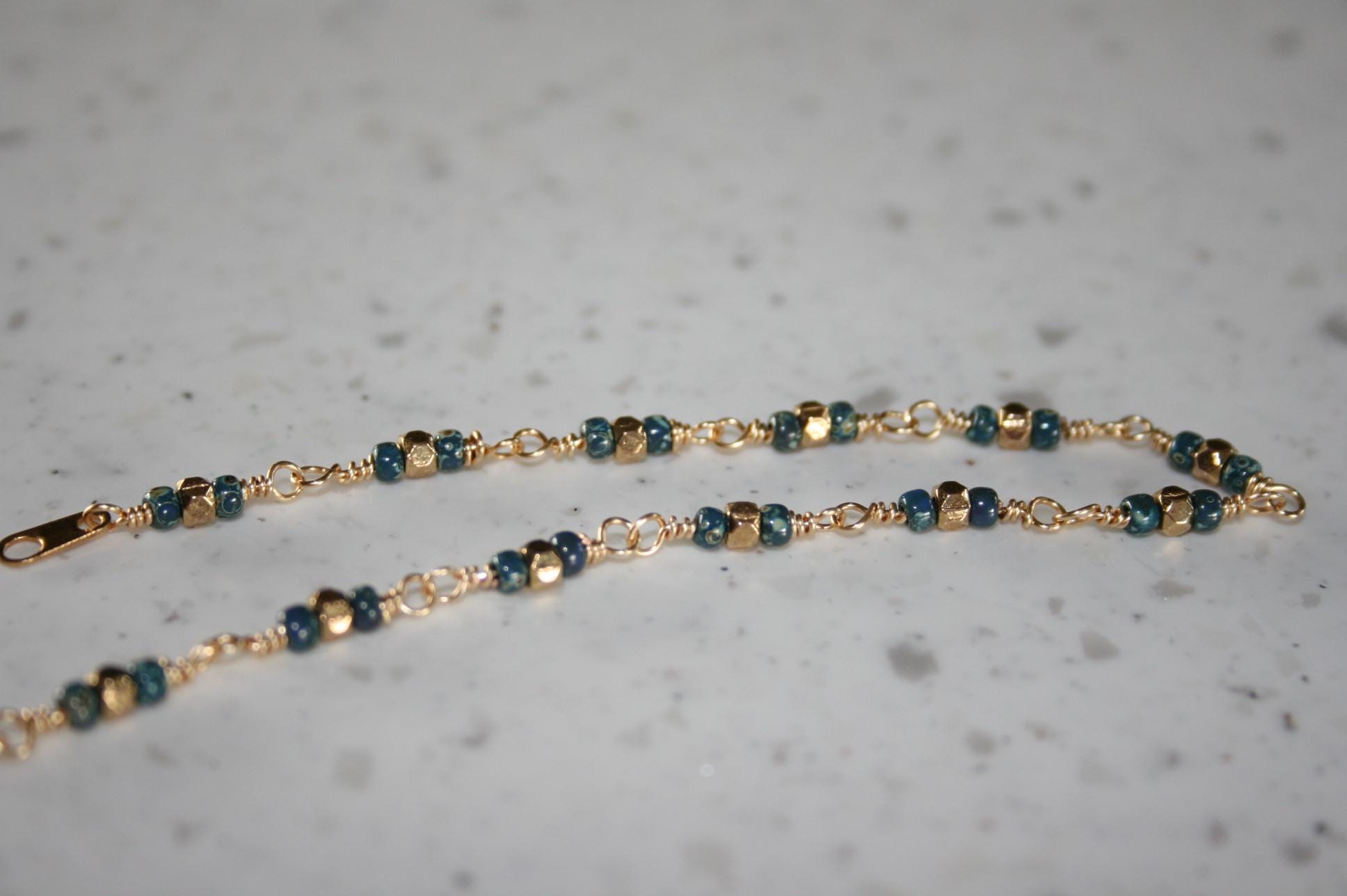 Handmade Petite Gold Wire & Glass Beaded Bracelet or Necklace – Minimalist, Dainty Jewelry for Everyday Wear or Gift Giving, Boho Jewelry