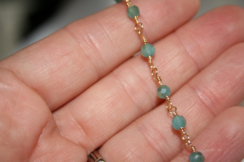 Handmade Petite Gold Wire & Glass Beaded Bracelet / Minimalist Bracelet / Dainty Jewelry for Everyday Wear or Gift Giving