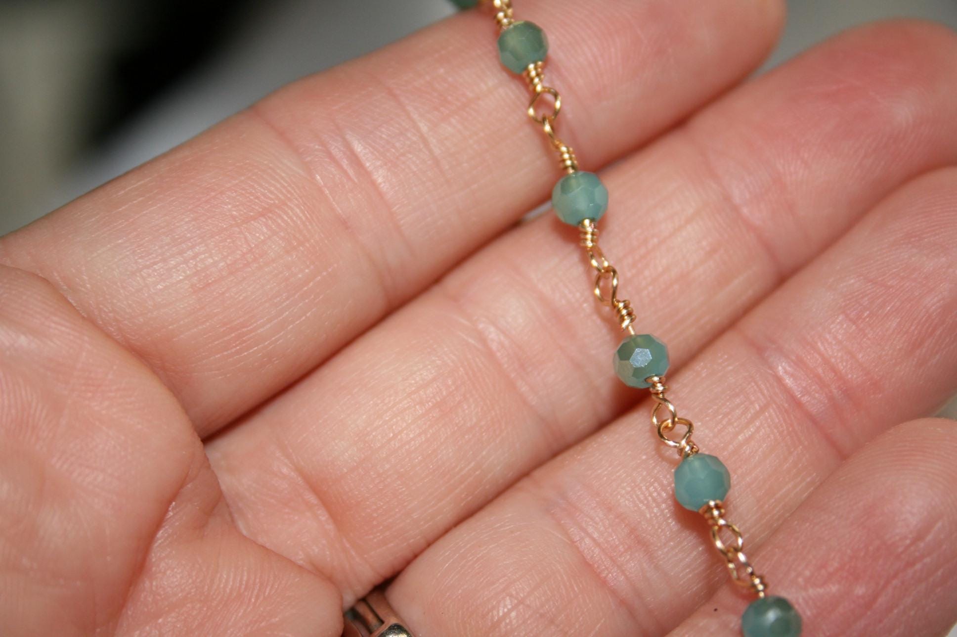 Handmade Petite Gold Wire & Glass Beaded Bracelet / Minimalist Bracelet / Dainty Jewelry for Everyday Wear or Gift Giving